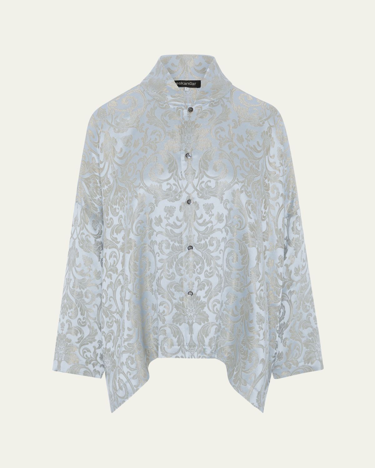 Eskandar Wide Longer Back Chinese Collar Shirt - Mid Plus Length