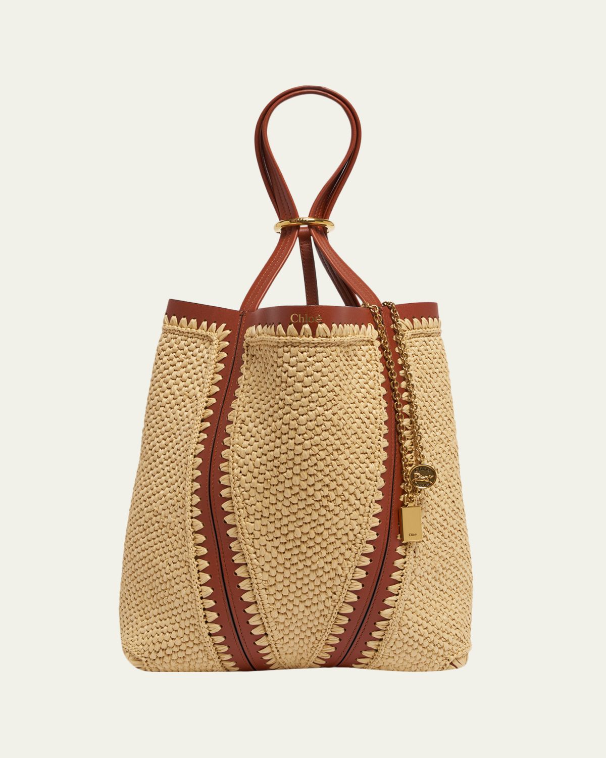 Chloe Spin Medium Tote Bag in Viscose Raffia