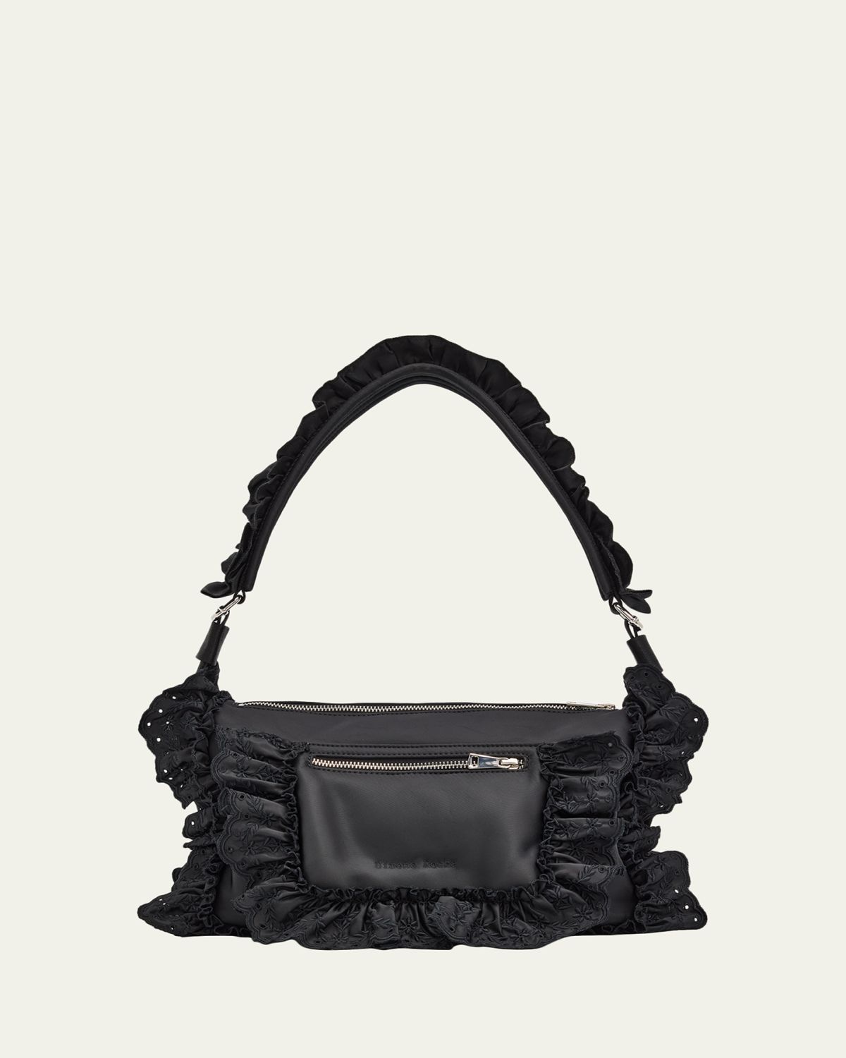 Simone Rocha Pillow Embroidered Ruffle-Trim Shoulder Bag