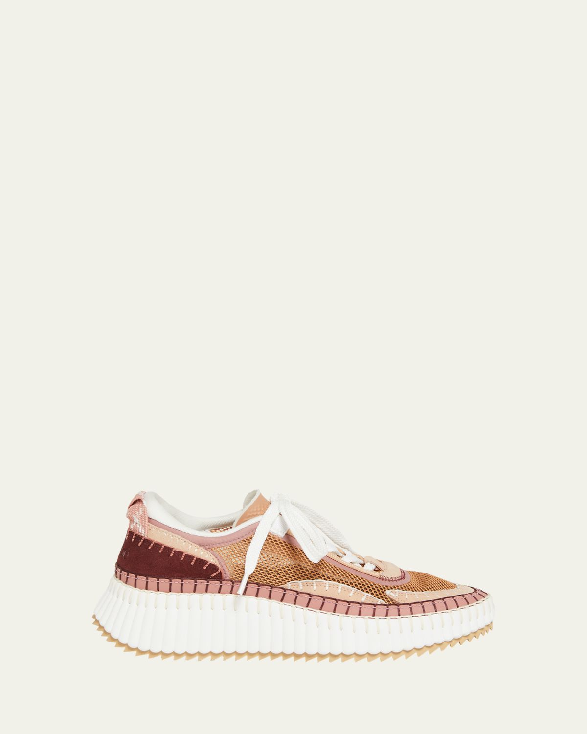 Chloe Nama Colorblocked Mesh and Mixed Leather Platform Sneakers