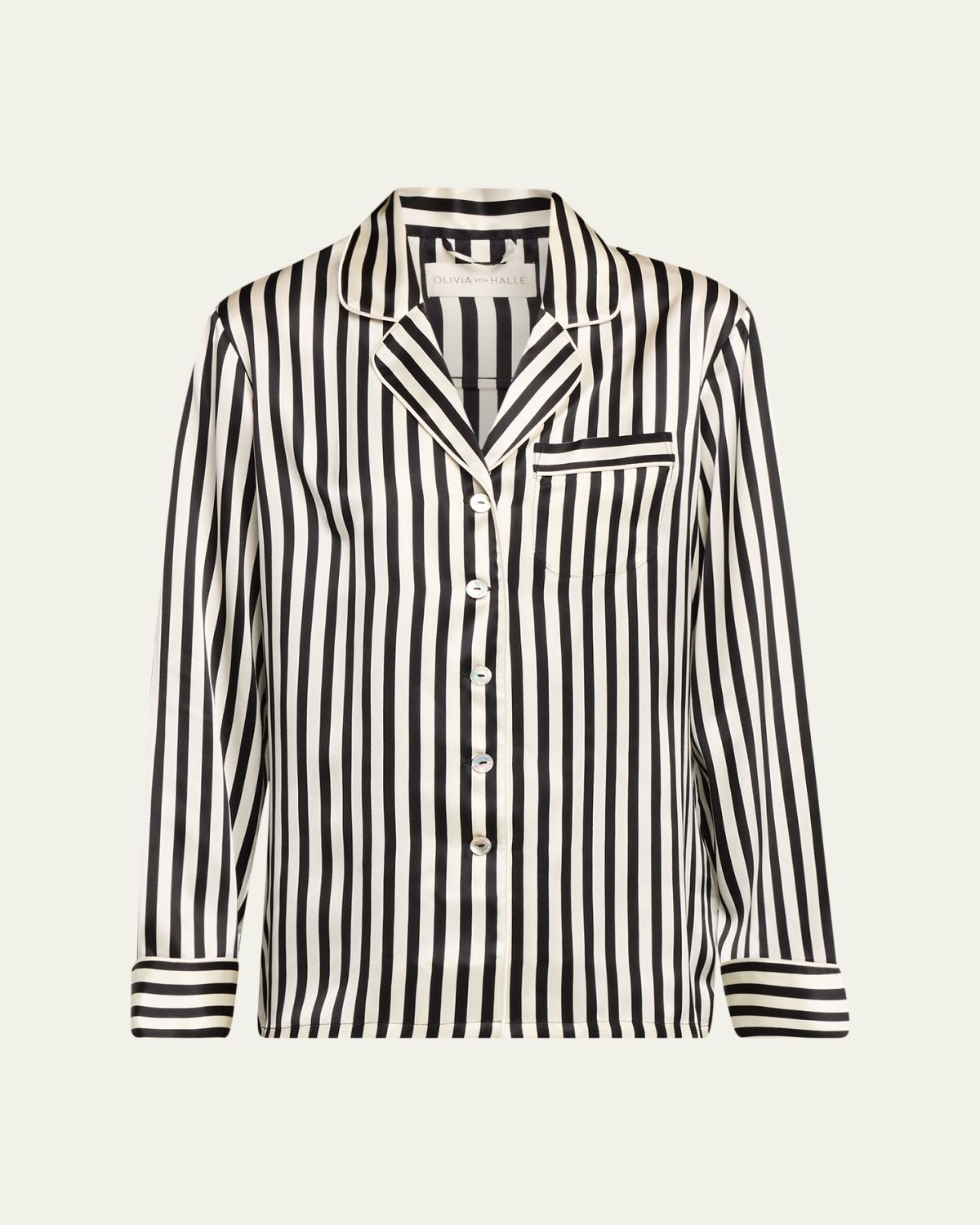 Olivia von Halle Lila Nika Striped Silk Satin Pajama Set