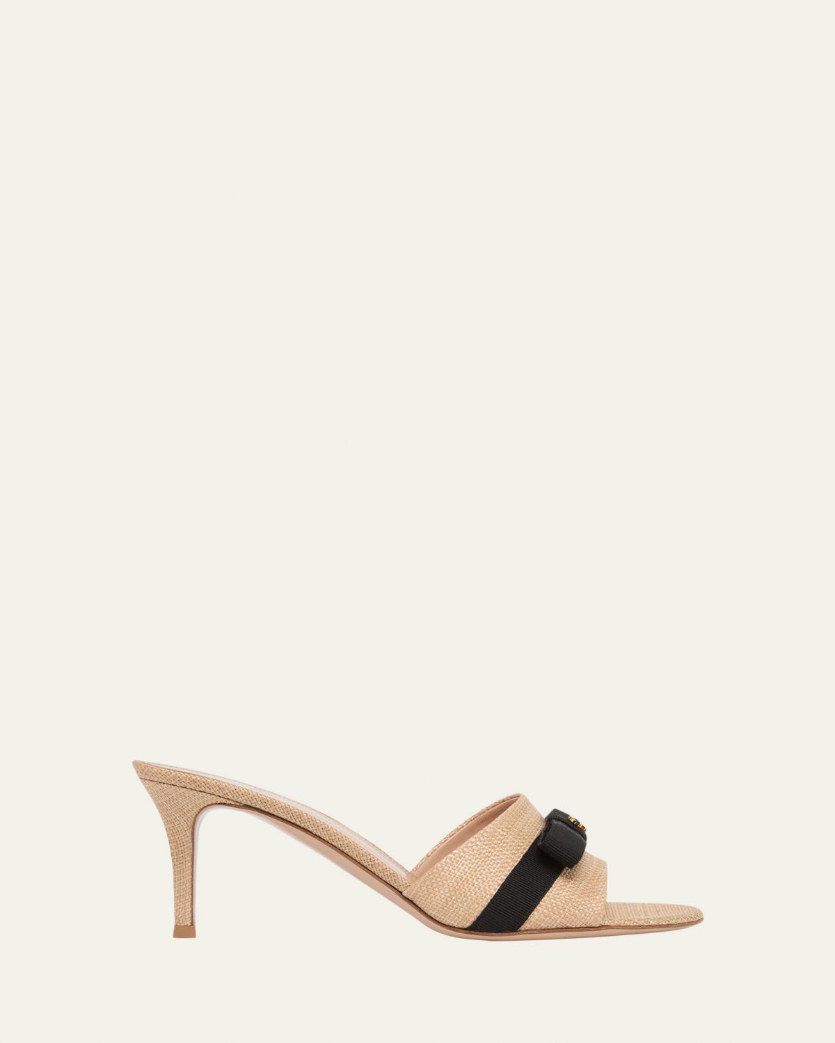 Gianvito Rossi 70mm Raffia Bow Mule Sandals
