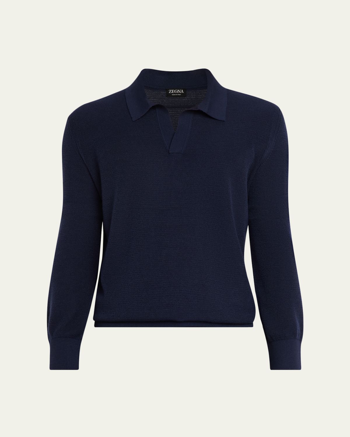 ZEGNA Men 's Cashmere and Mulberry Silk Waffle Knit Polo Sweater