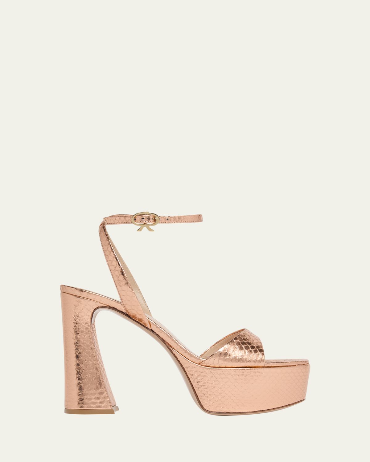 Gianvito Rossi 70mm Platform Metallic Snakeskin Leather Sandals