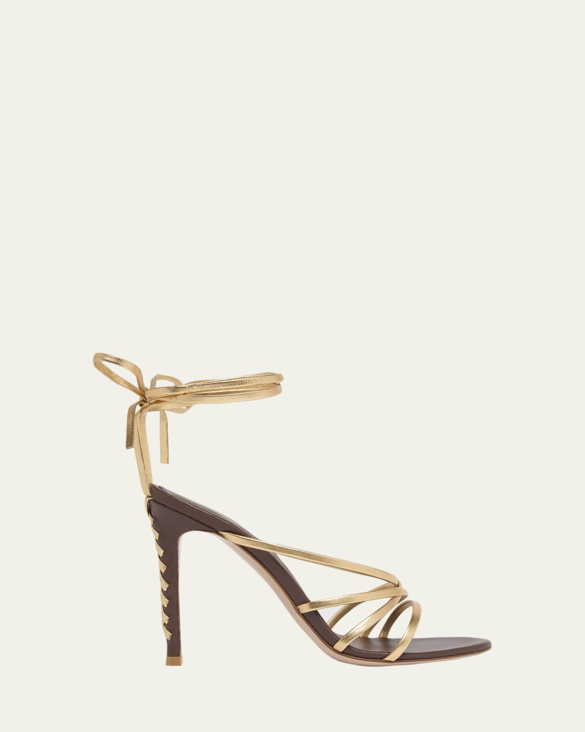 Gianvito Rossi 105mm Metallic Leather Ankle-Tie Sandals | Thumbnail 4 Gianvito Rossi 105mm Metallic Leather Ankle-Tie Sandals | Thumbnail 4