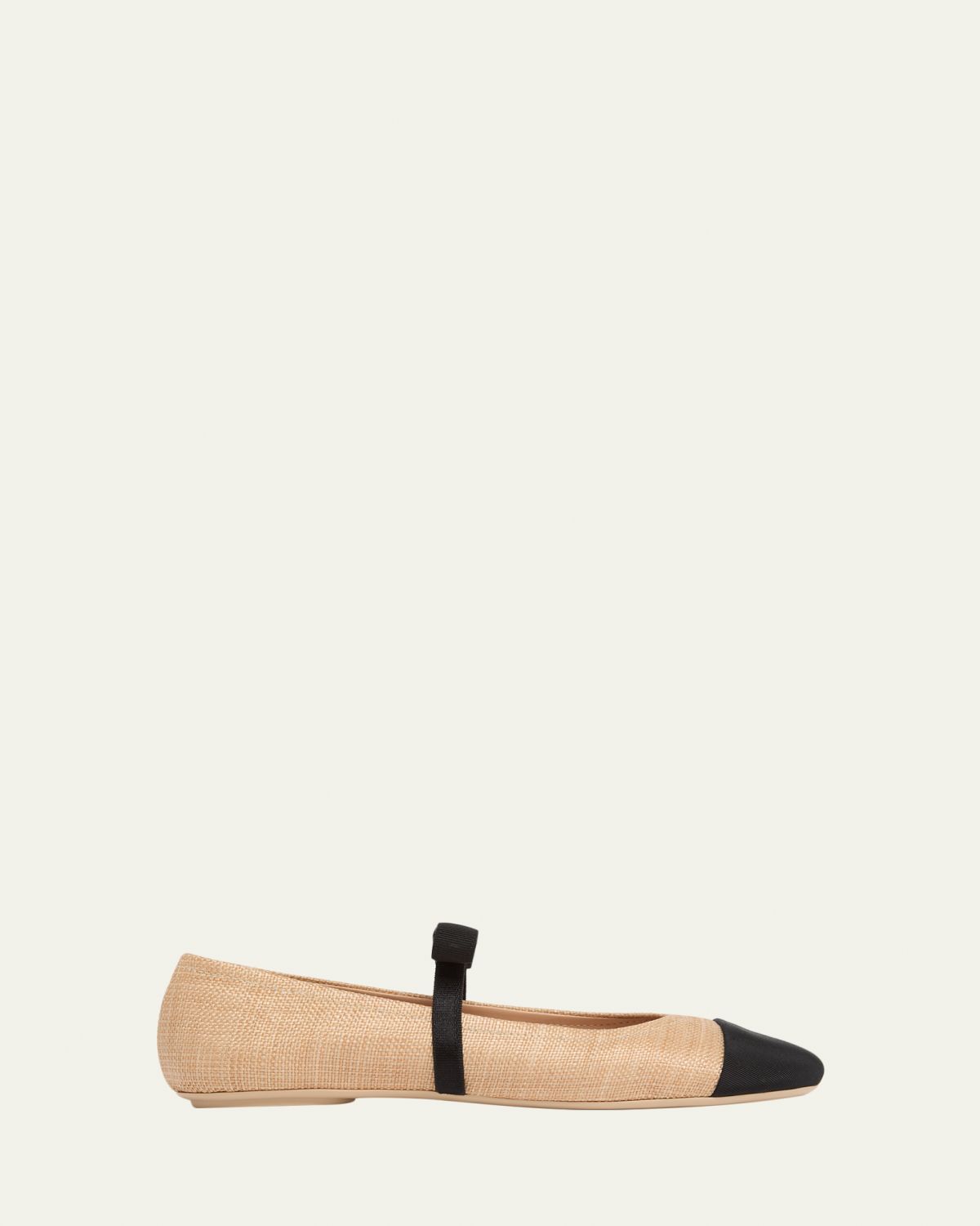 Gianvito Rossi Raffia Bow Ballerina Flats