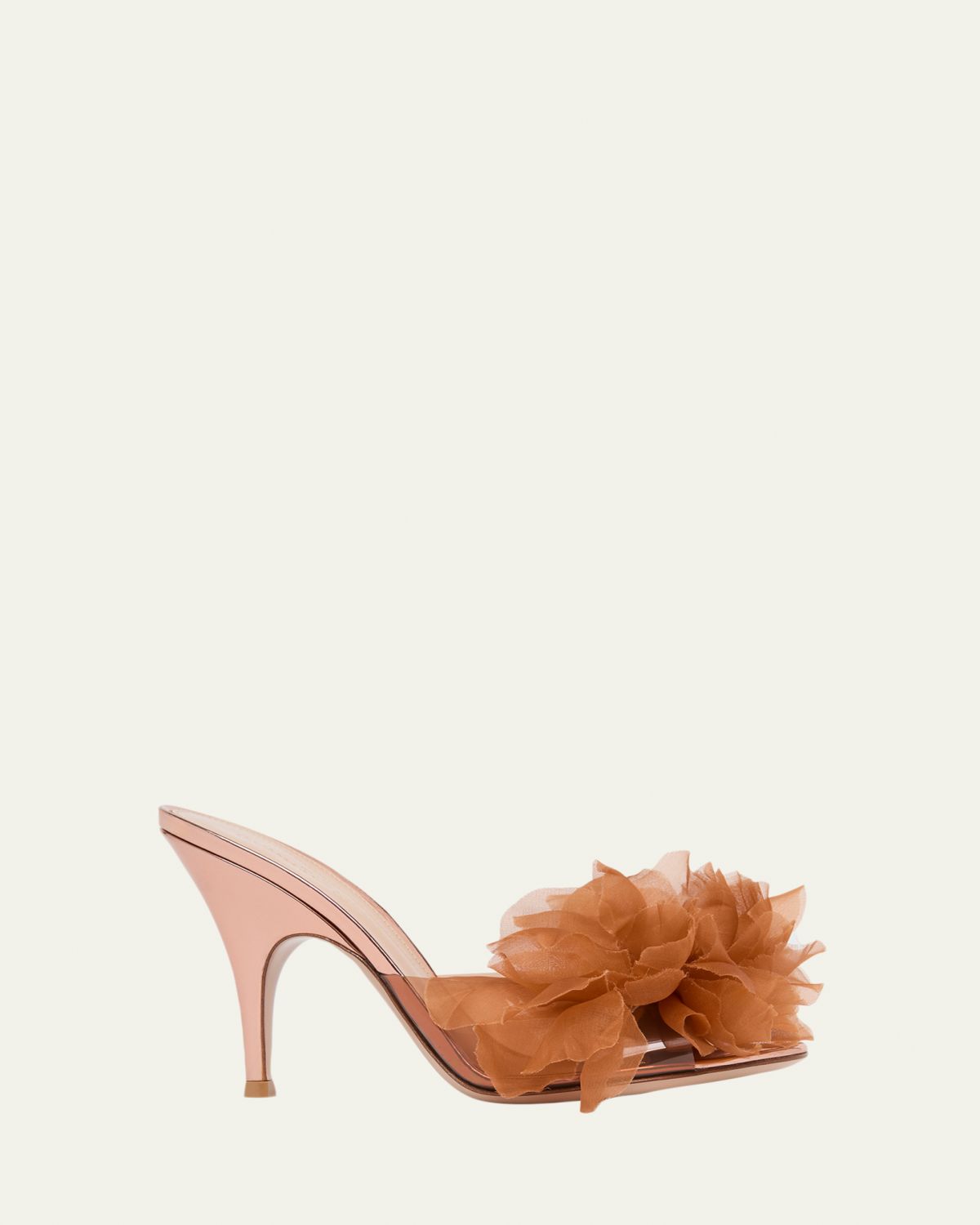 Gianvito Rossi 95mm Flower Plexi Mule Sandals
