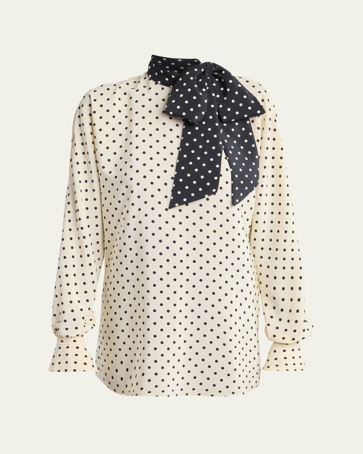 Valentino Garavani Polkda-Dot Silk Crepe De Chine Neck Scarf Top | Thumbnail 6
