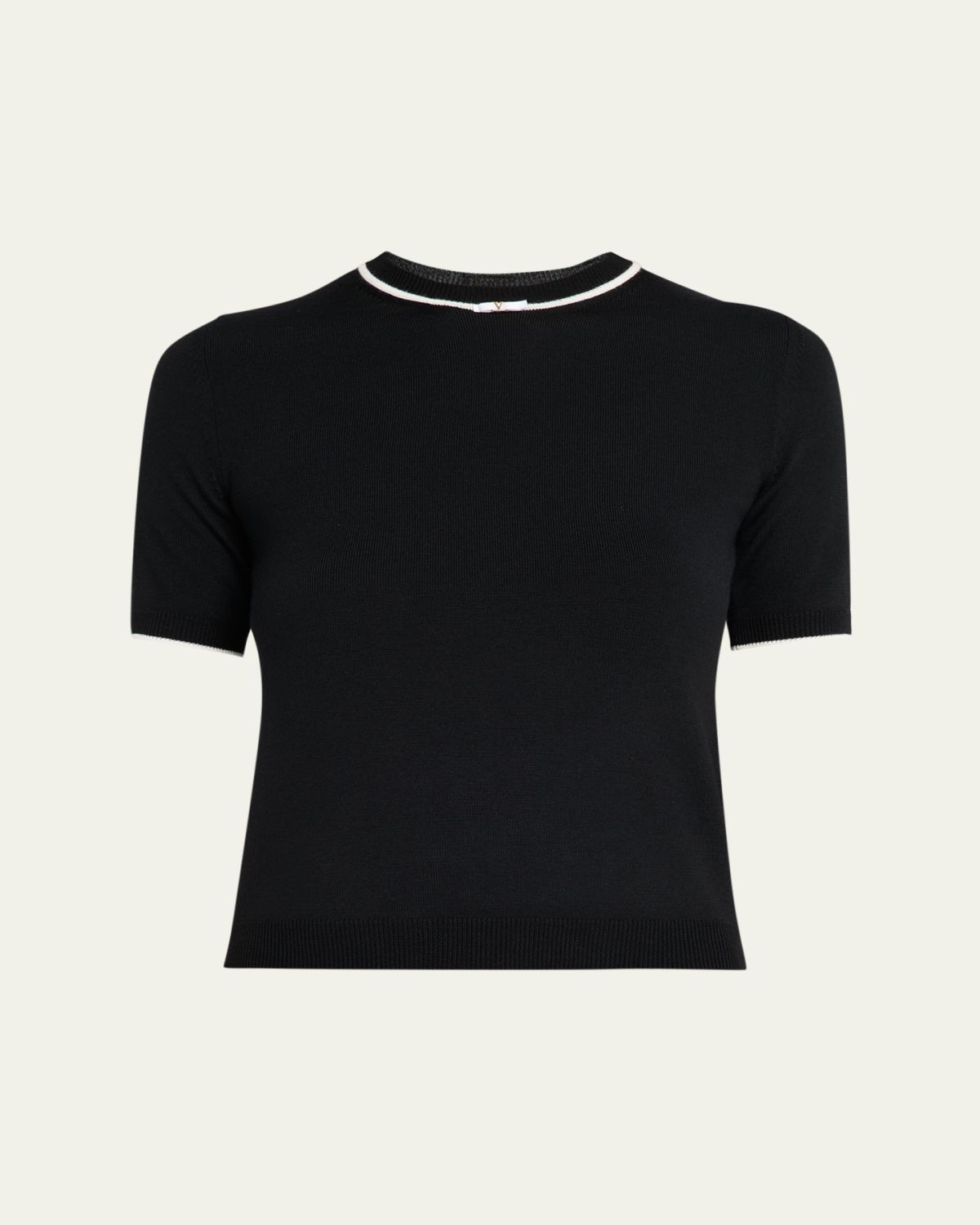 Valentino Garavani V-Logo Bow Short-Sleeve Wool Sweater | Thumbnail 10 Valentino Garavani V-Logo Bow Short-Sleeve Wool Sweater | Thumbnail 10