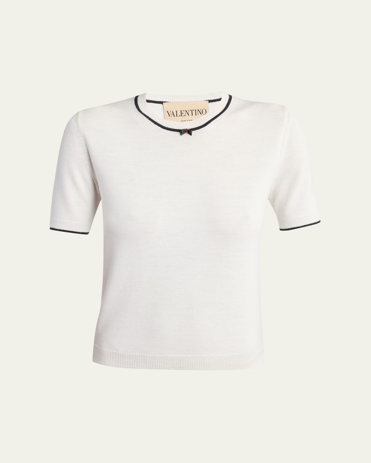 Valentino Garavani V-Logo Bow Short-Sleeve Wool Sweater | Thumbnail 6 Valentino Garavani V-Logo Bow Short-Sleeve Wool Sweater | Thumbnail 6