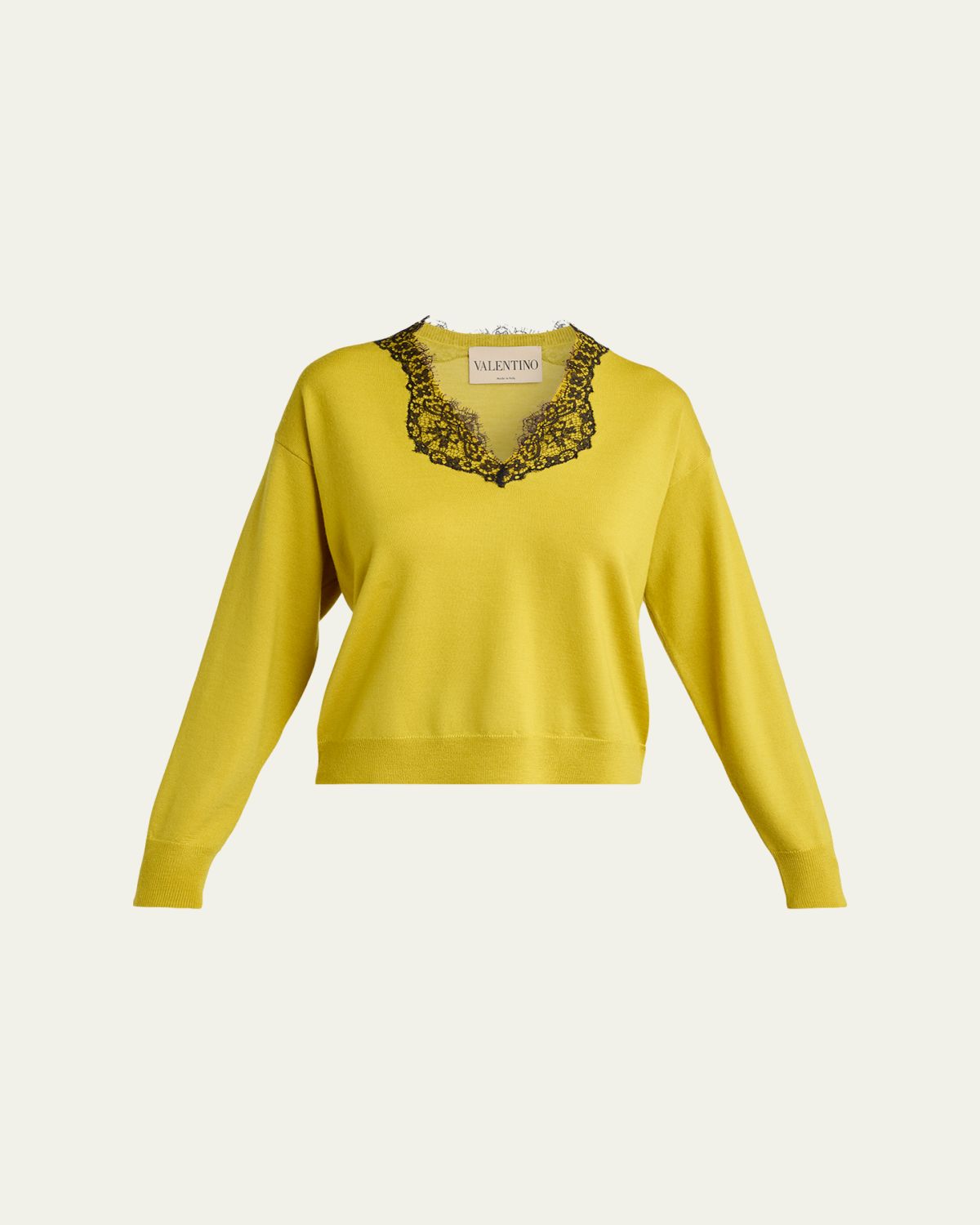 Valentino Garavani Lace-Trim V-Neck Cashmere Sweater | Thumbnail 6 Valentino Garavani Lace-Trim V-Neck Cashmere Sweater | Thumbnail 6