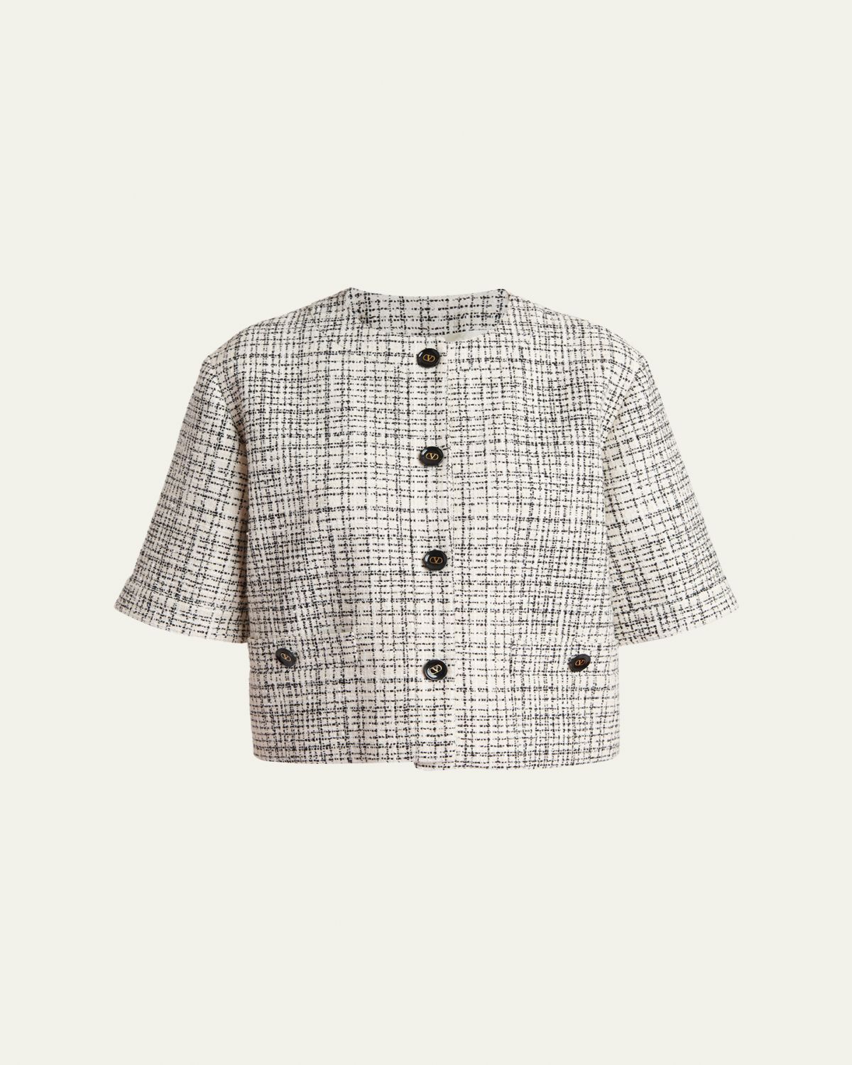 Valentino Garavani Boxy Tweed Short-Sleeve Jacket | Thumbnail 6 Valentino Garavani Boxy Tweed Short-Sleeve Jacket | Thumbnail 6