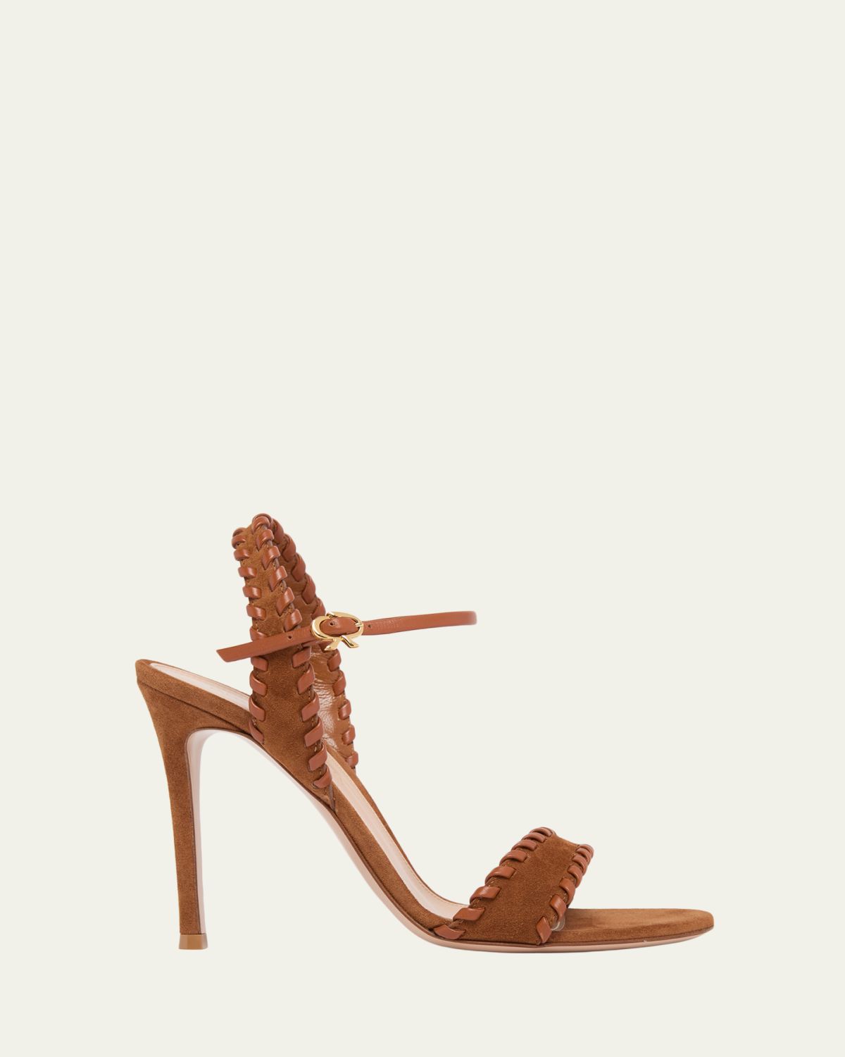 105mm Whipstitch Suede Ankle-Strap Sandals