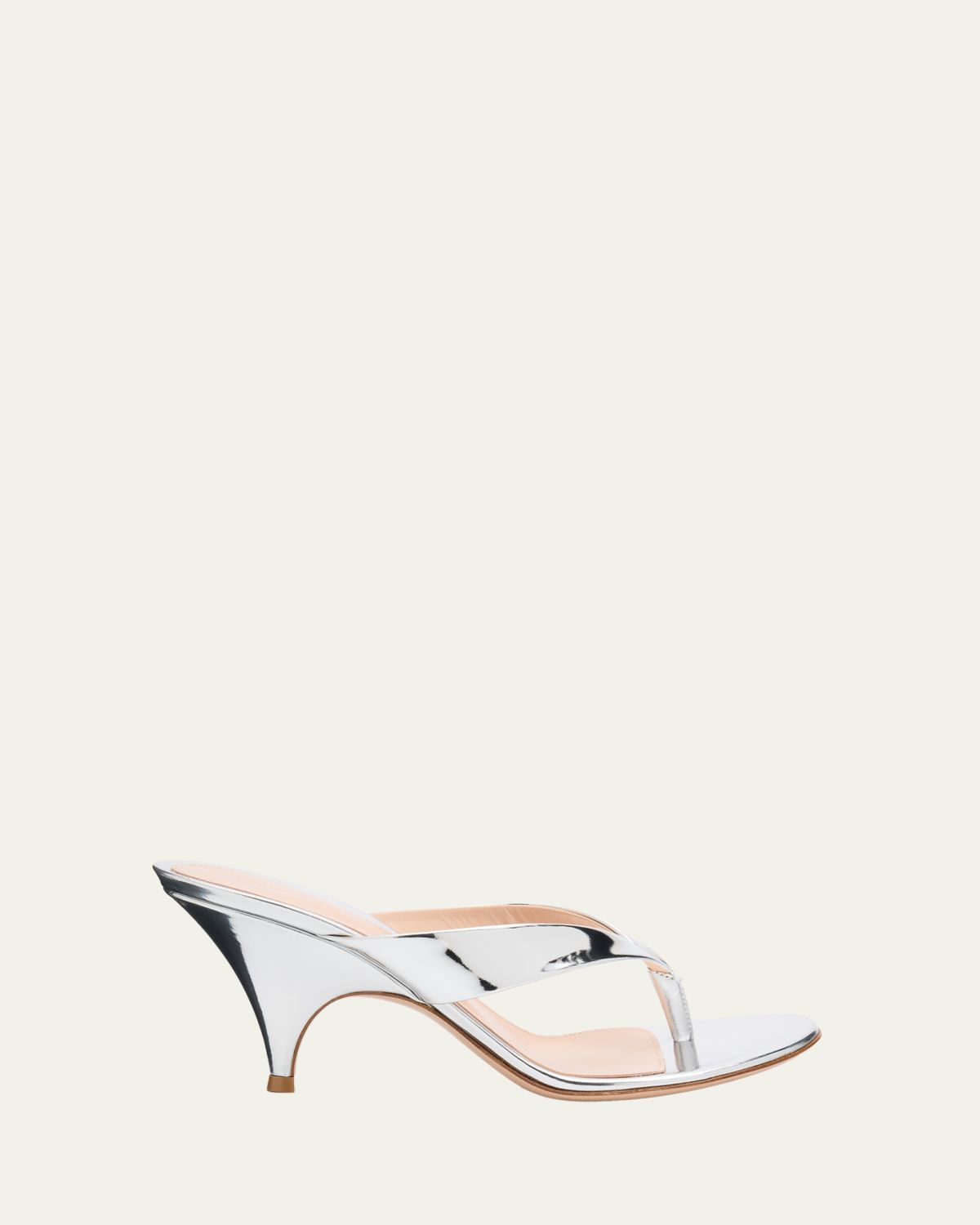 Gianvito Rossi 70mm Metallic Leather Thong Sandals