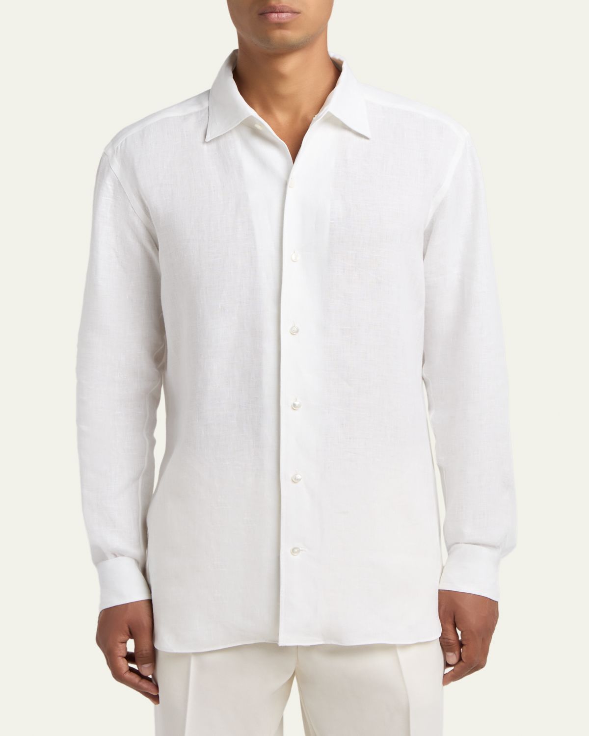 ZEGNA Men's Oasi Lino Button-Down Shirt | Thumbnail 3 ZEGNA Men's Oasi Lino Button-Down Shirt | Thumbnail 3