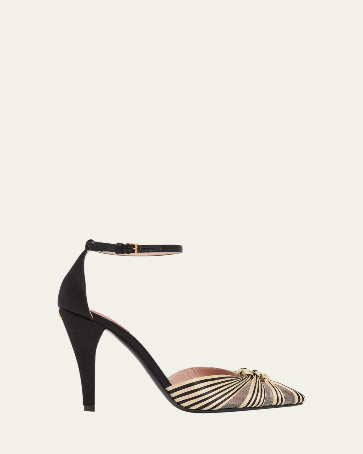 Valentino Garavani 100mm Annine Striped Satin Ankle-Strap Pumps | Thumbnail 6