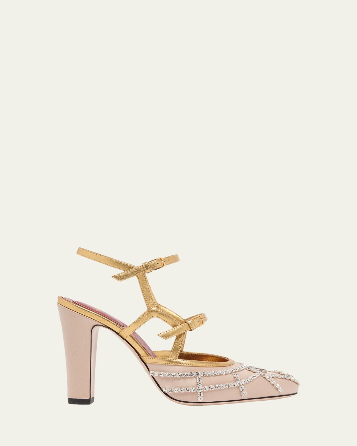 Valentino Garavani 100mm VLogo Embellished Satin and Metallic Leather Pumps | Thumbnail 6