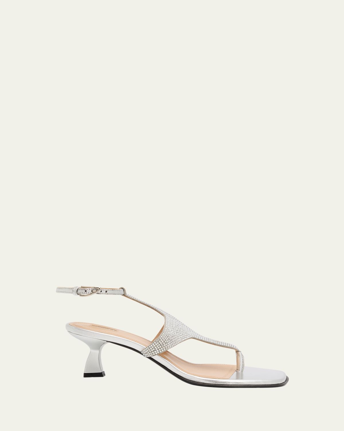 Nodaleto Dona Nova Embellished Metallic Leather Kitten-Heel Sandals