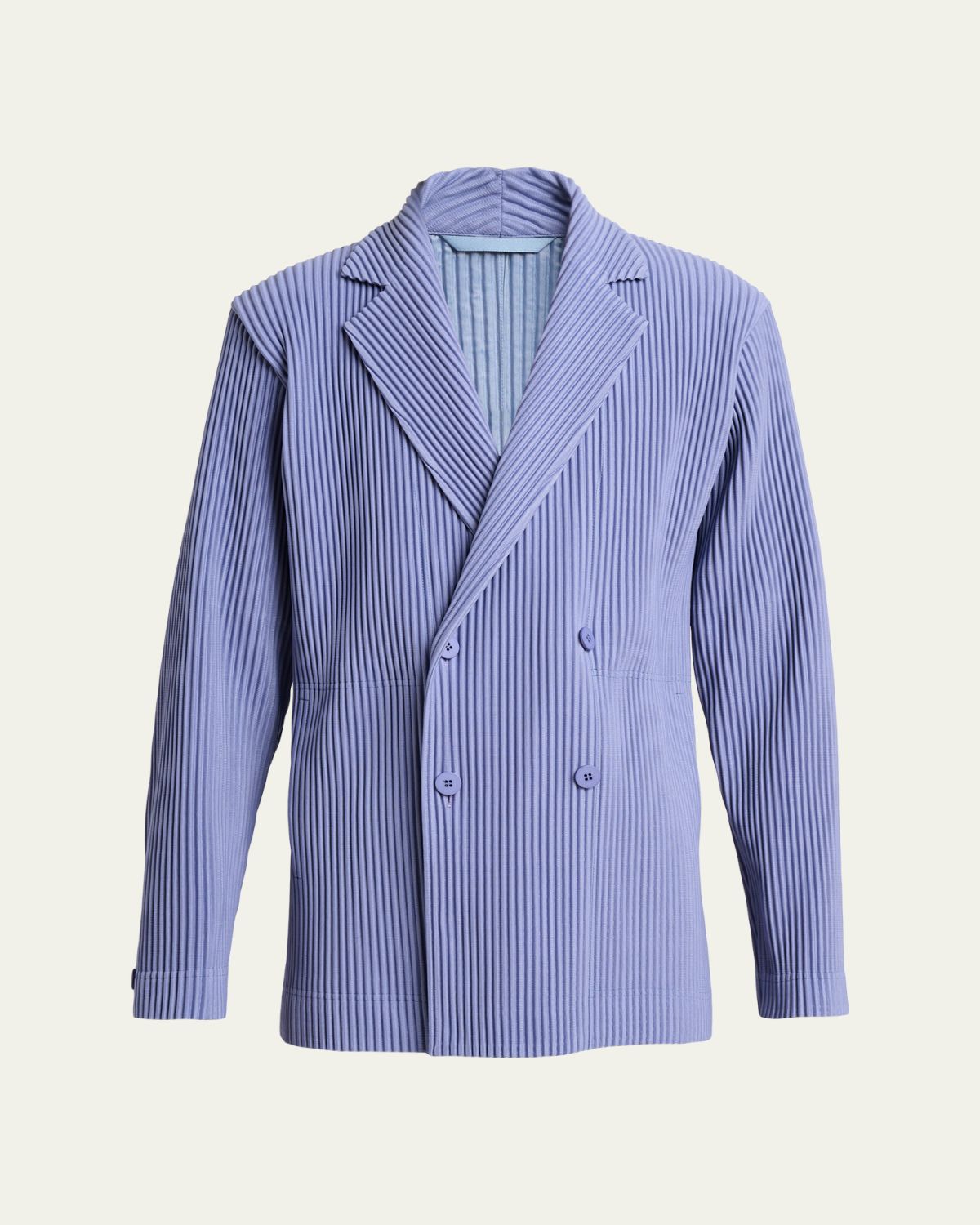 Homme Plisse Issey Miyake Men's Pleated Double-Breasted Blazer