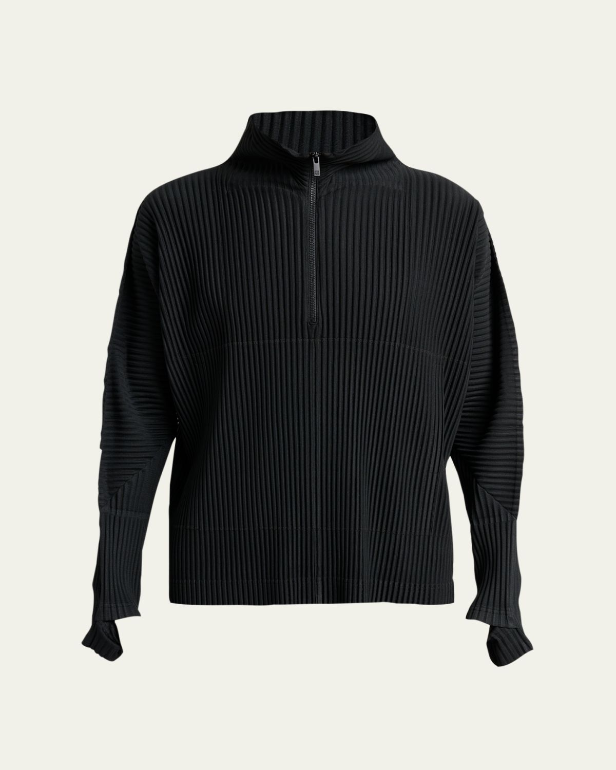 Homme Plisse Issey Miyake Men's Pleated Quarter-Zip Sweater