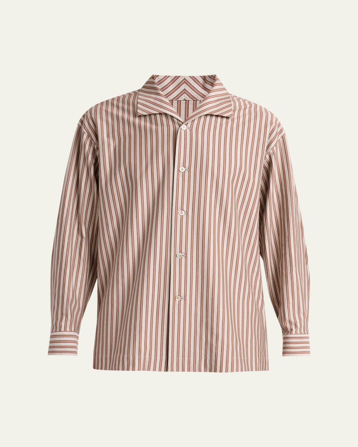 Homme Plisse Issey Miyake Men's Multi-Stripe Polyester Button-Down Shirt