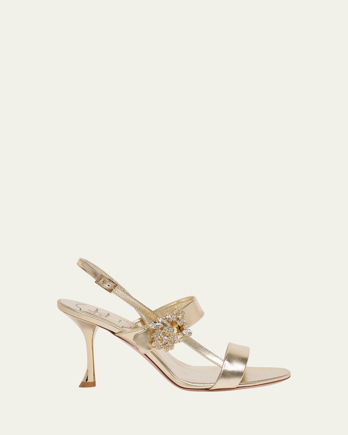 Roger Vivier Mini Bouquet Strass Buckle Metallic Leather Sandals | Thumbnail 4 Roger Vivier Mini Bouquet Strass Buckle Metallic Leather Sandals | Thumbnail 4