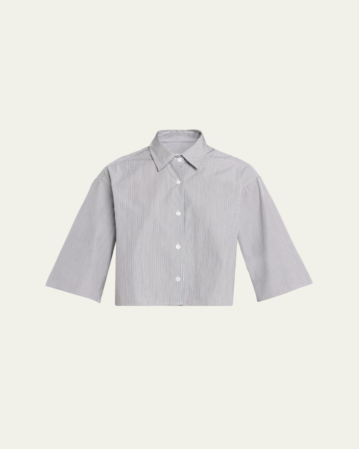 MARIA MCMANUS Cropped Short-Sleeve Button-Down Shirt