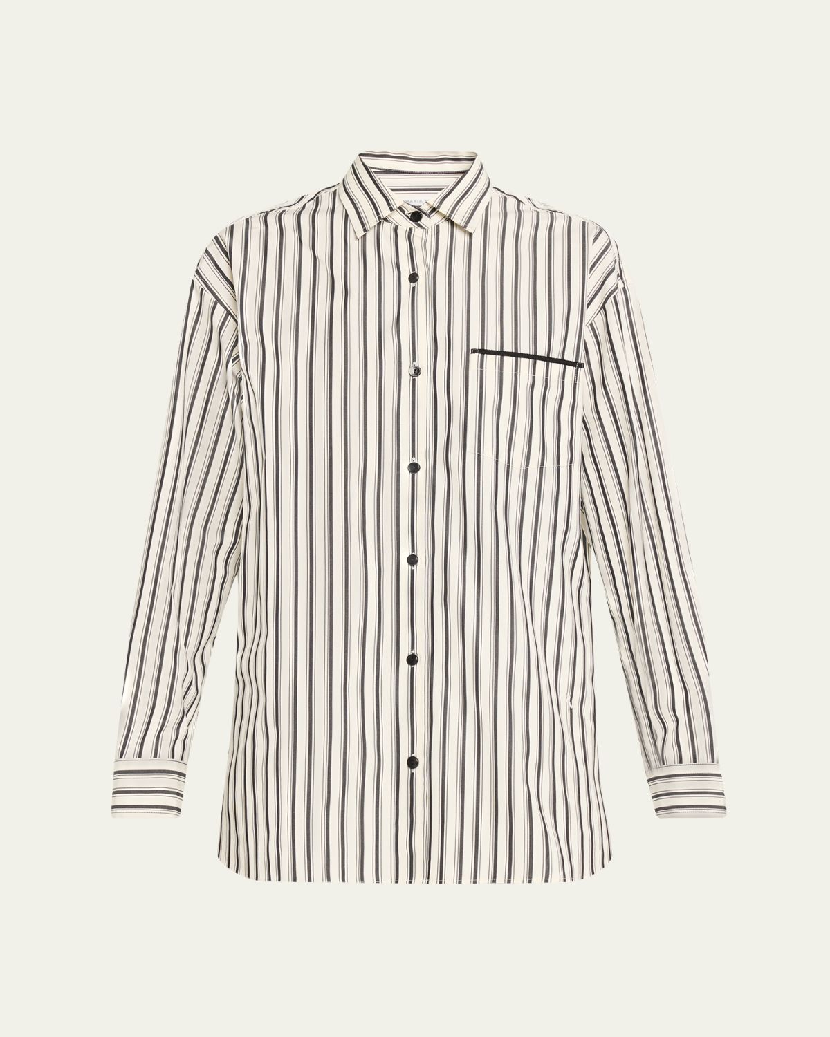 MARIA MCMANUS Striped Cotton Sateen A-Line Tunic Shirt