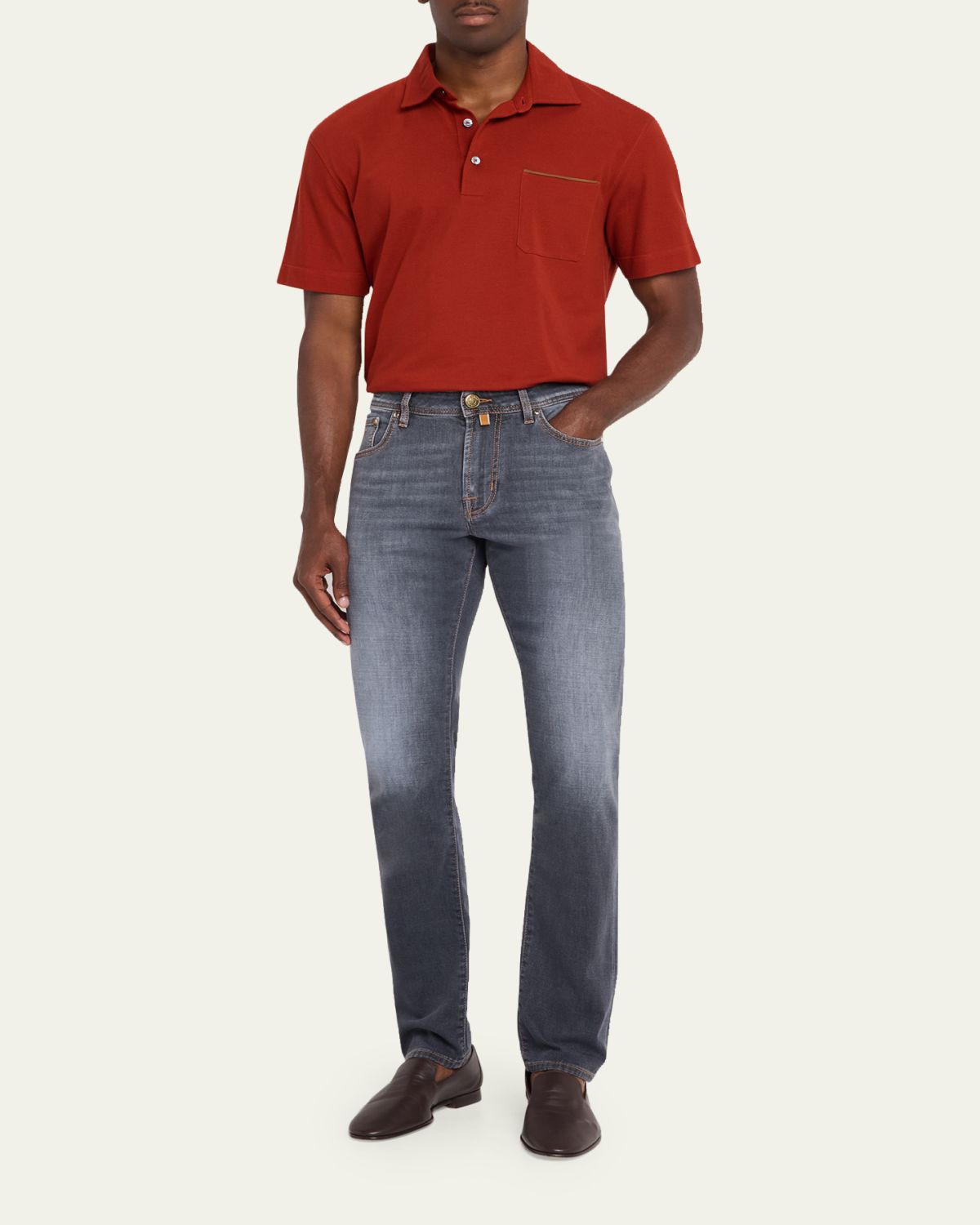 Jacob Cohen Men's Slim Straight-Leg Washed Black Denim Jeans | Thumbnail 2