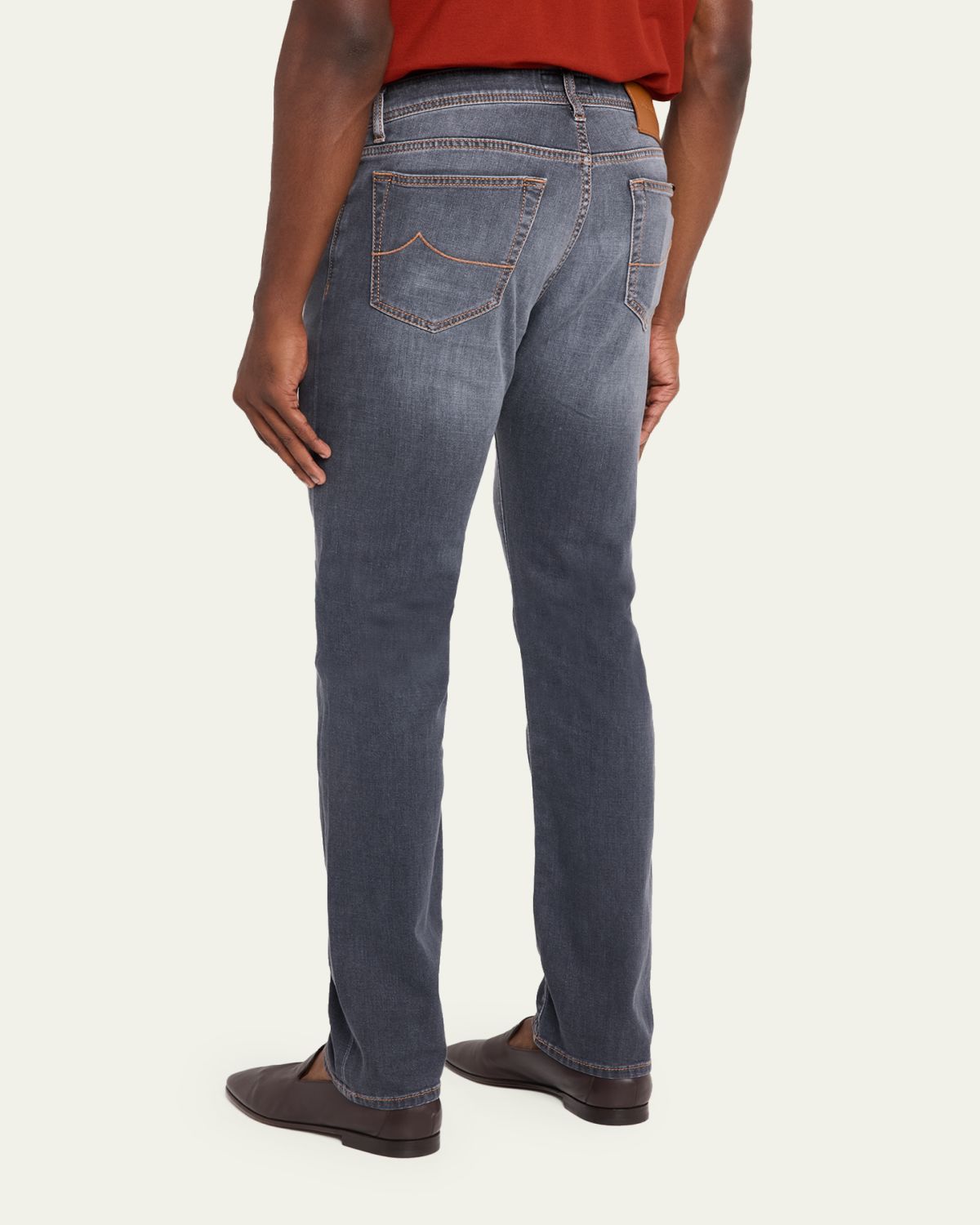 Jacob Cohen Men's Slim Straight-Leg Washed Black Denim Jeans | Thumbnail 3