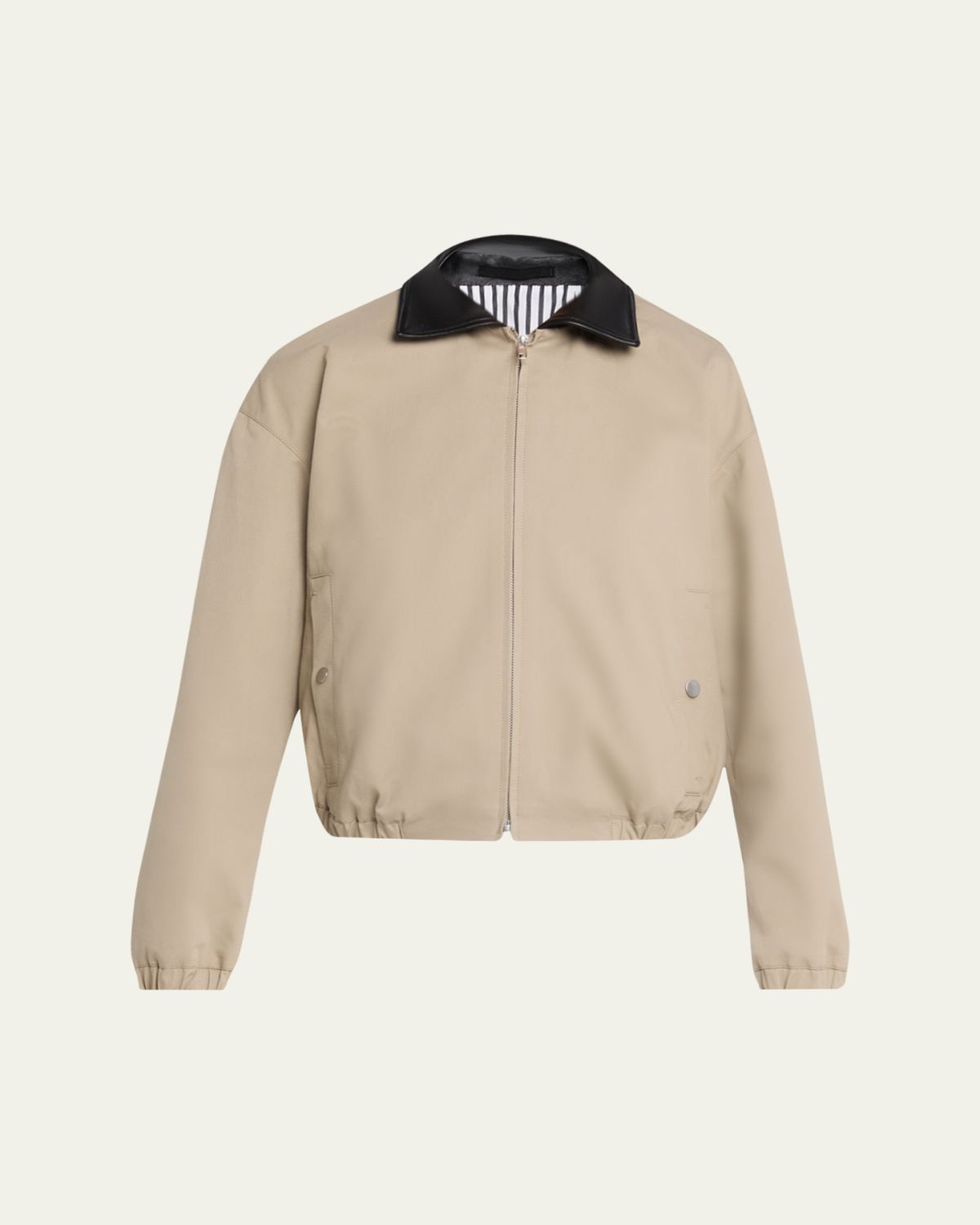 MARIA MCMANUS Leather-Collar Cotton Twill Flight Jacket