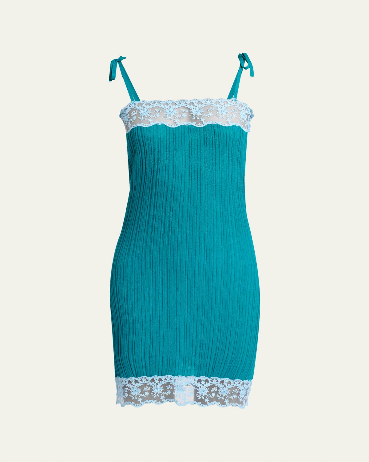 Chloe Lace-Trim Sleeveless Rib Knit Mini Dress