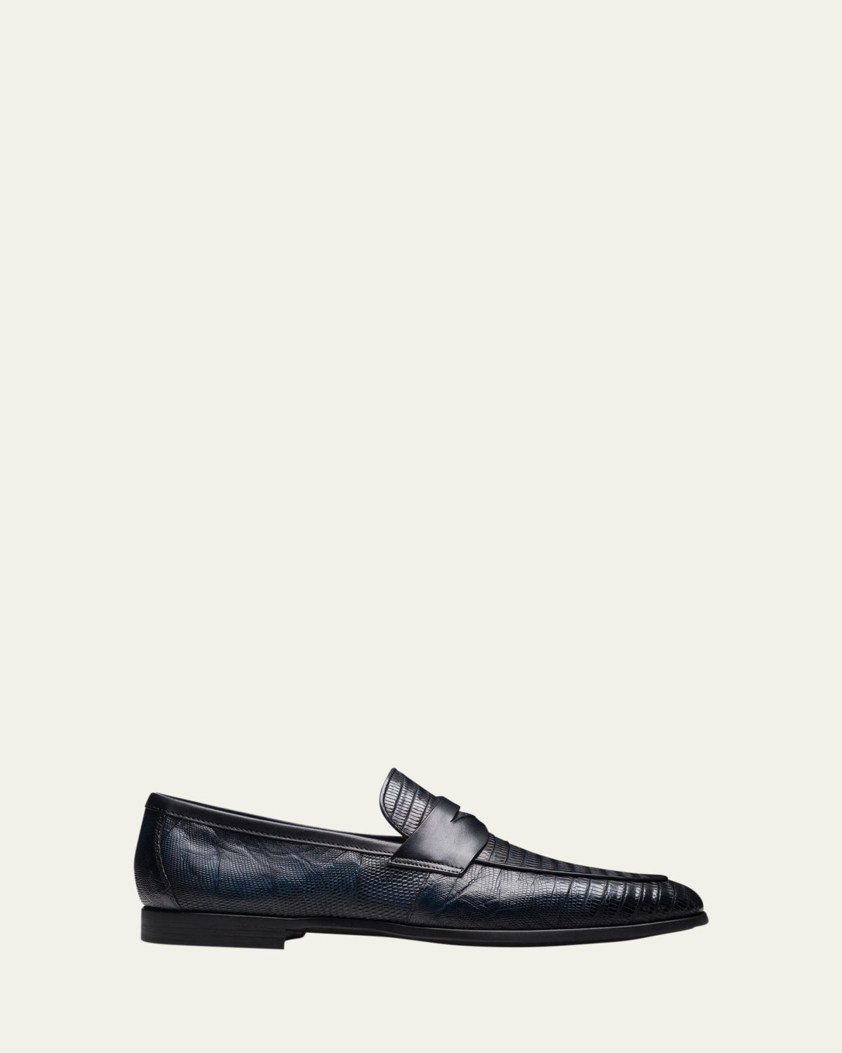 Magnanni Vincente Lizard Leather Penny Loafers