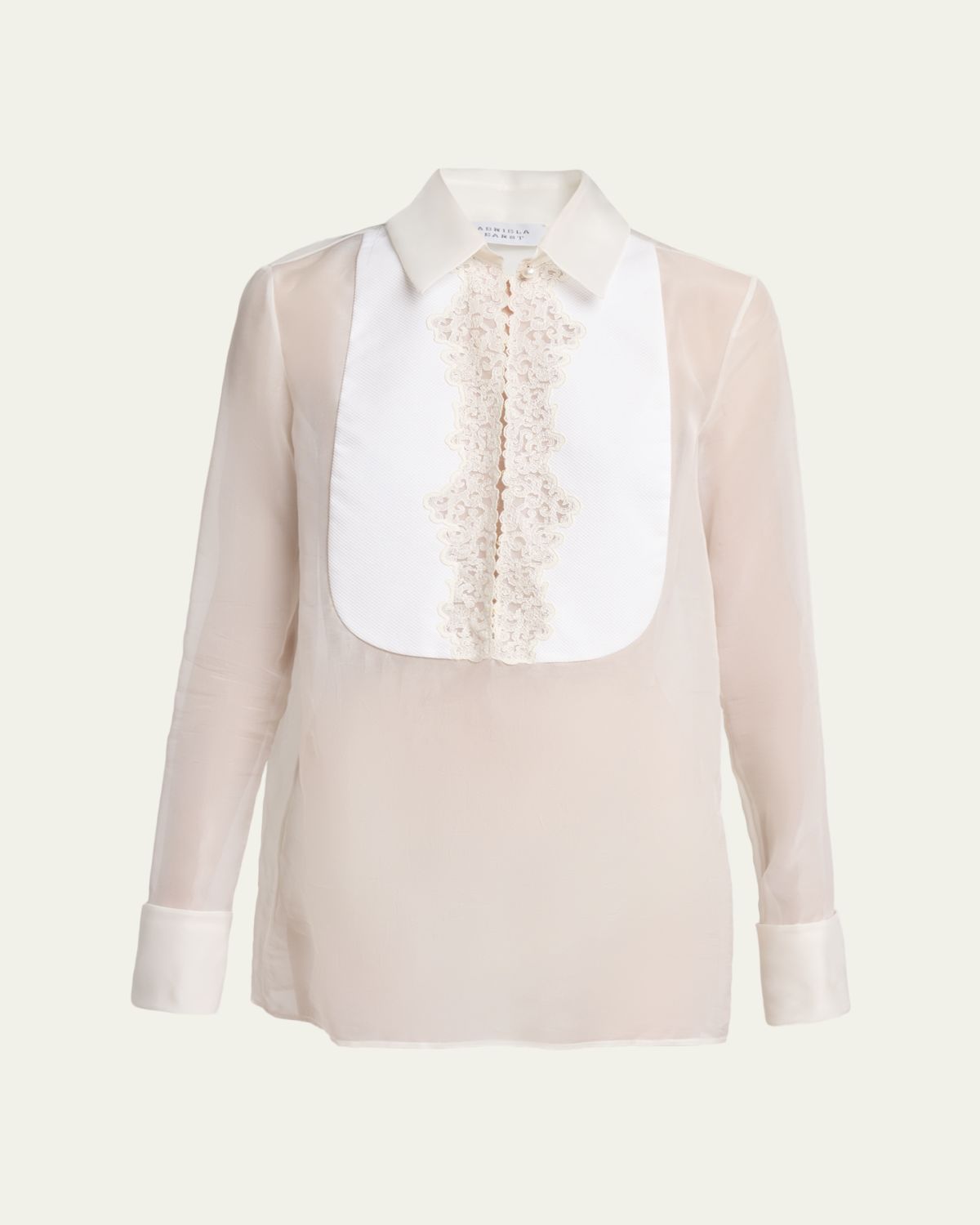 Gabriela Hearst Oriana Silk Organza Bib Blouse