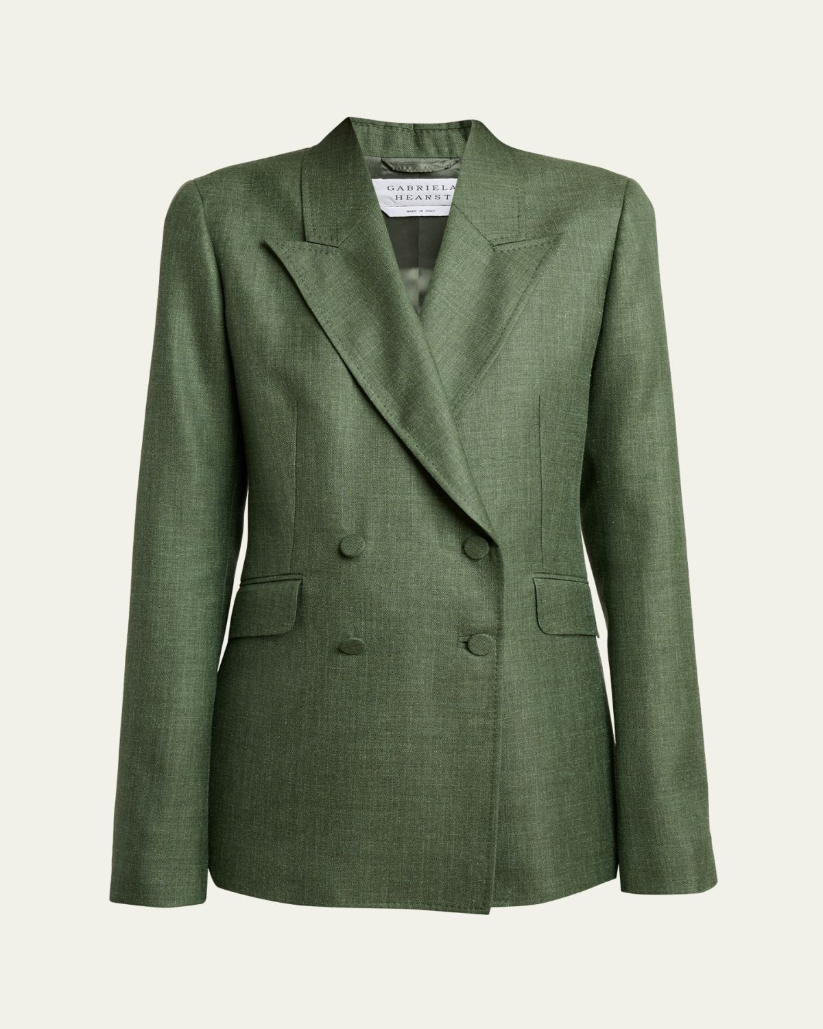 Gabriela Hearst Angela Double-Breasted Wool-Linen Blazer Jacket