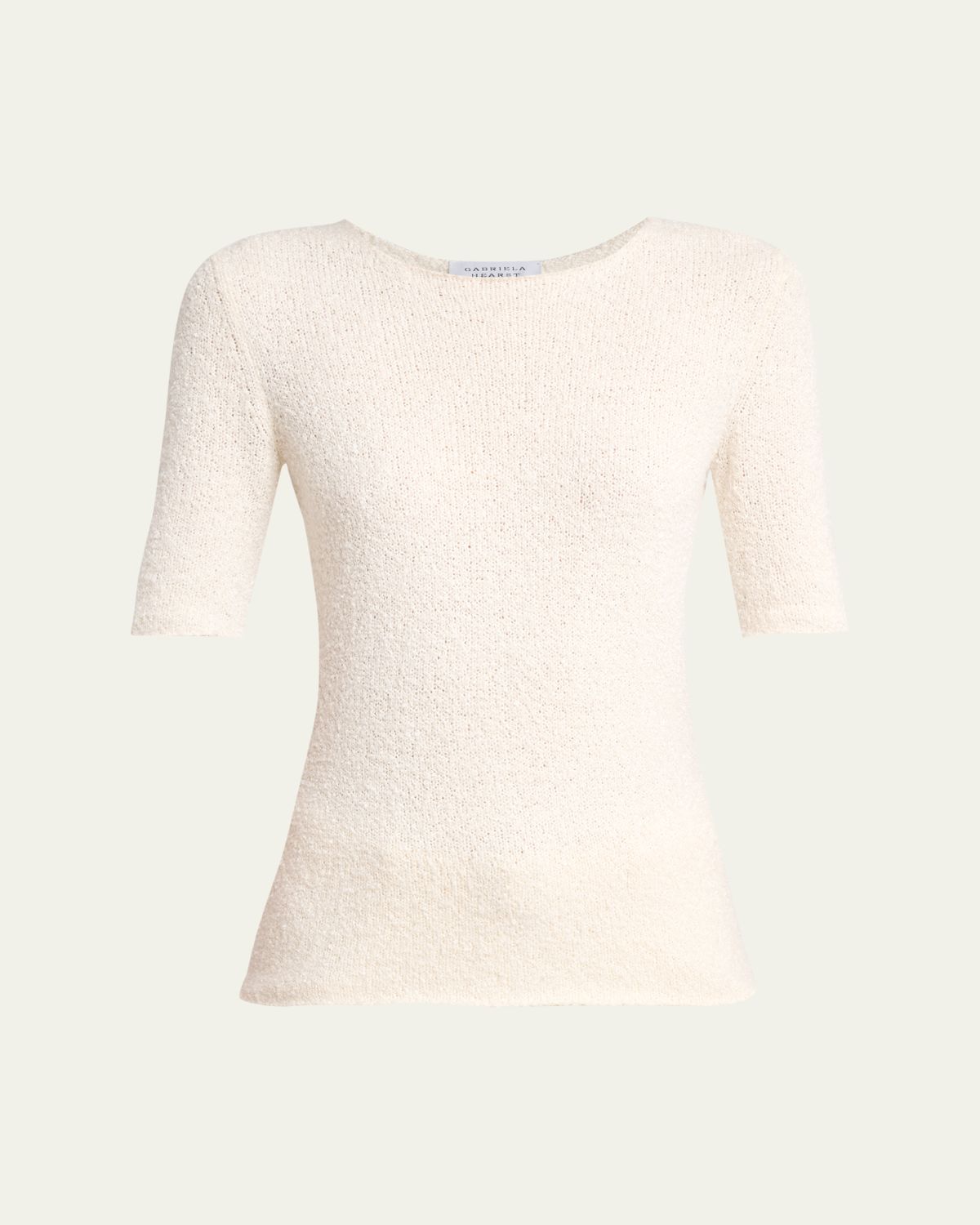 Gabriela Hearst Valentia Silk Knit Elbow-Sleeve T-Shirt