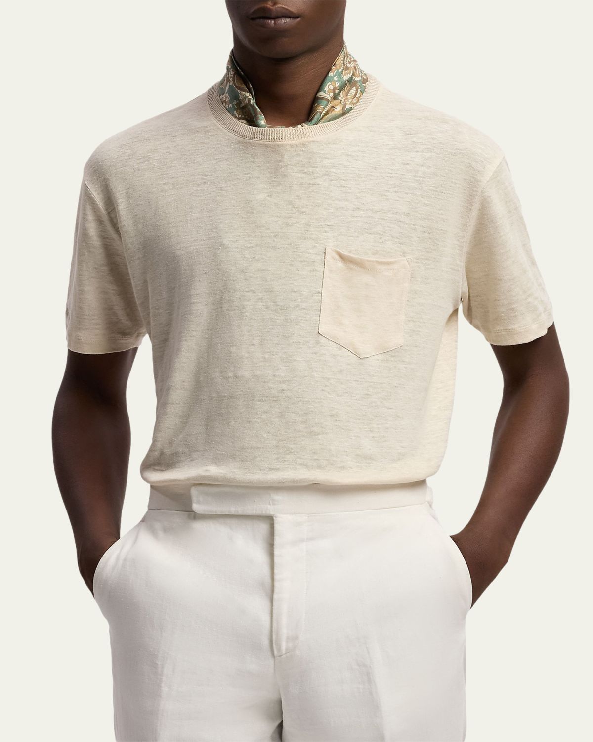 Ralph Lauren Purple Label Men's Linen Jersey Pocket T-Shirt | Thumbnail 4