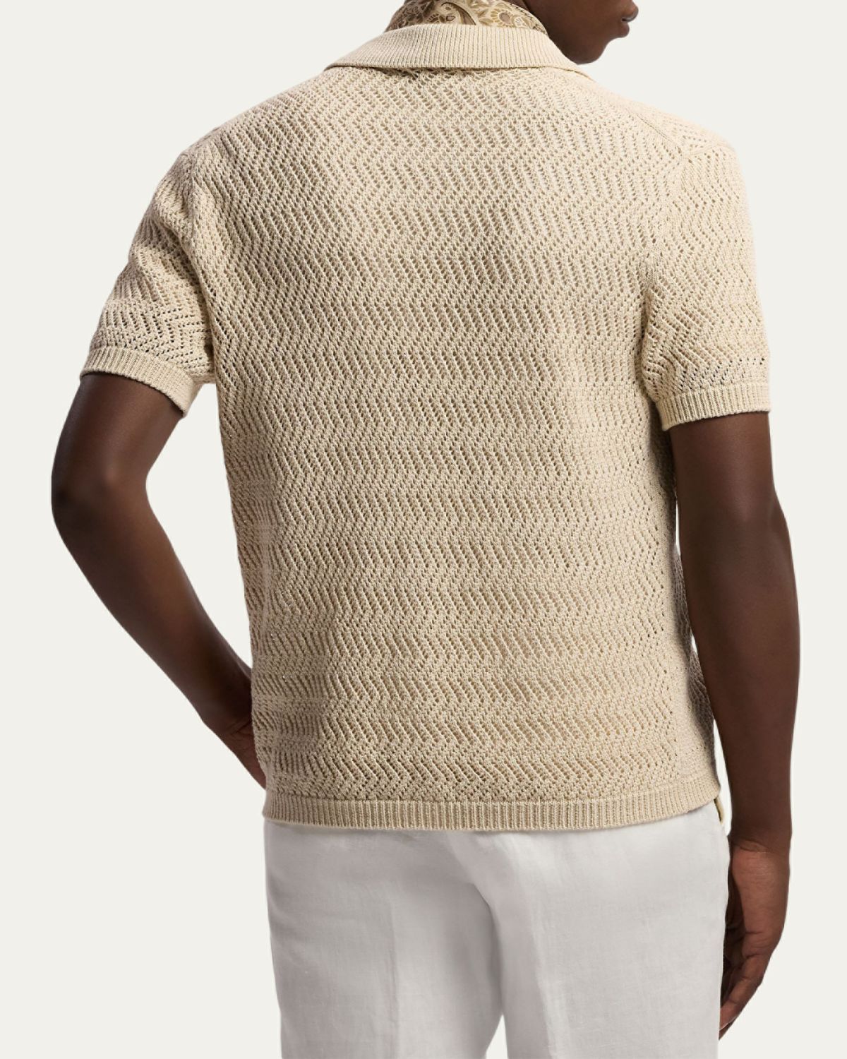 Ralph Lauren Purple Label Textured Cotton Short-Sleeve Cardigan | Thumbnail 3