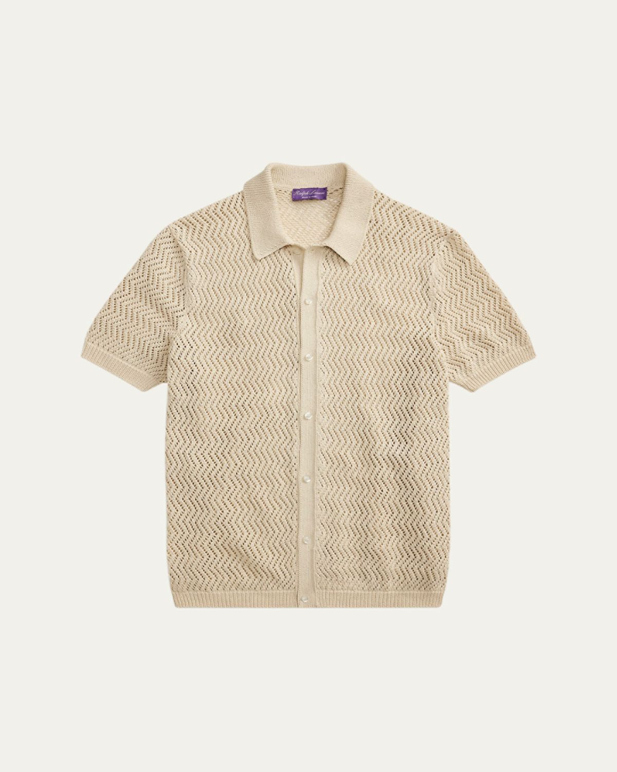 Ralph Lauren Purple Label Textured Cotton Short-Sleeve Cardigan - Women's Clothing