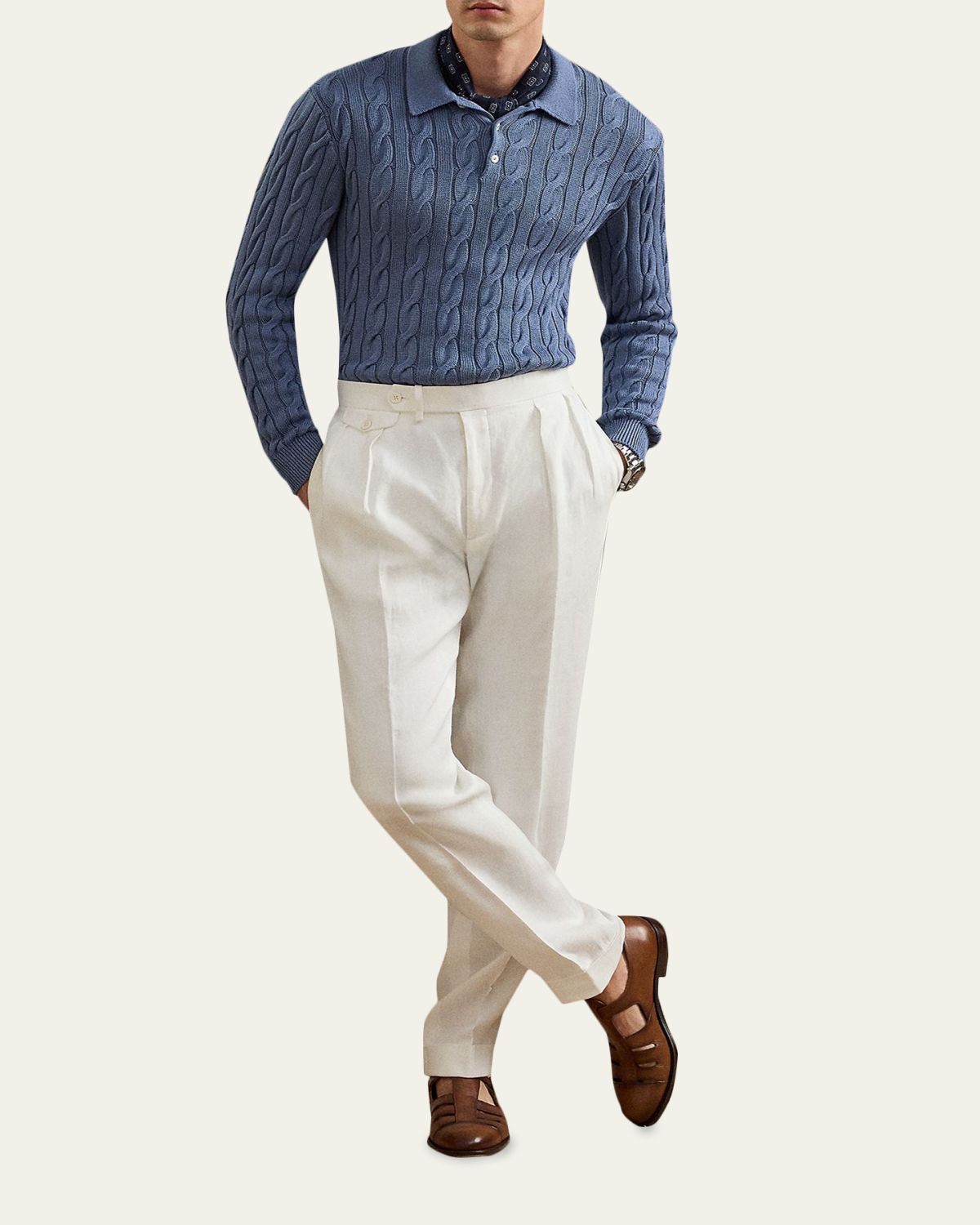 Ralph Lauren Purple Label Gregory Hand-Tailored Linen Trouser | Thumbnail 2