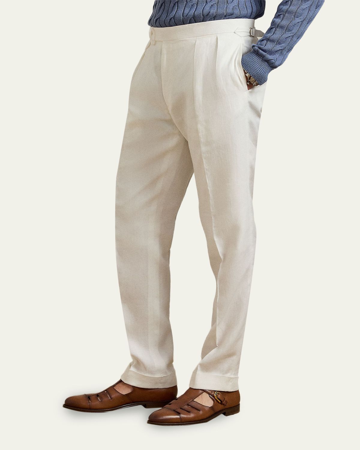 Ralph Lauren Purple Label Gregory Hand-Tailored Linen Trouser | Thumbnail 4