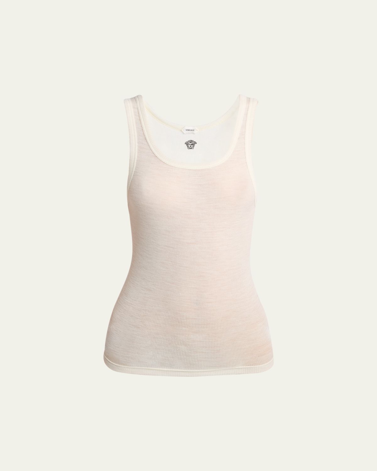 Versace Scoop-Neck Ribbed Wool Tank Top