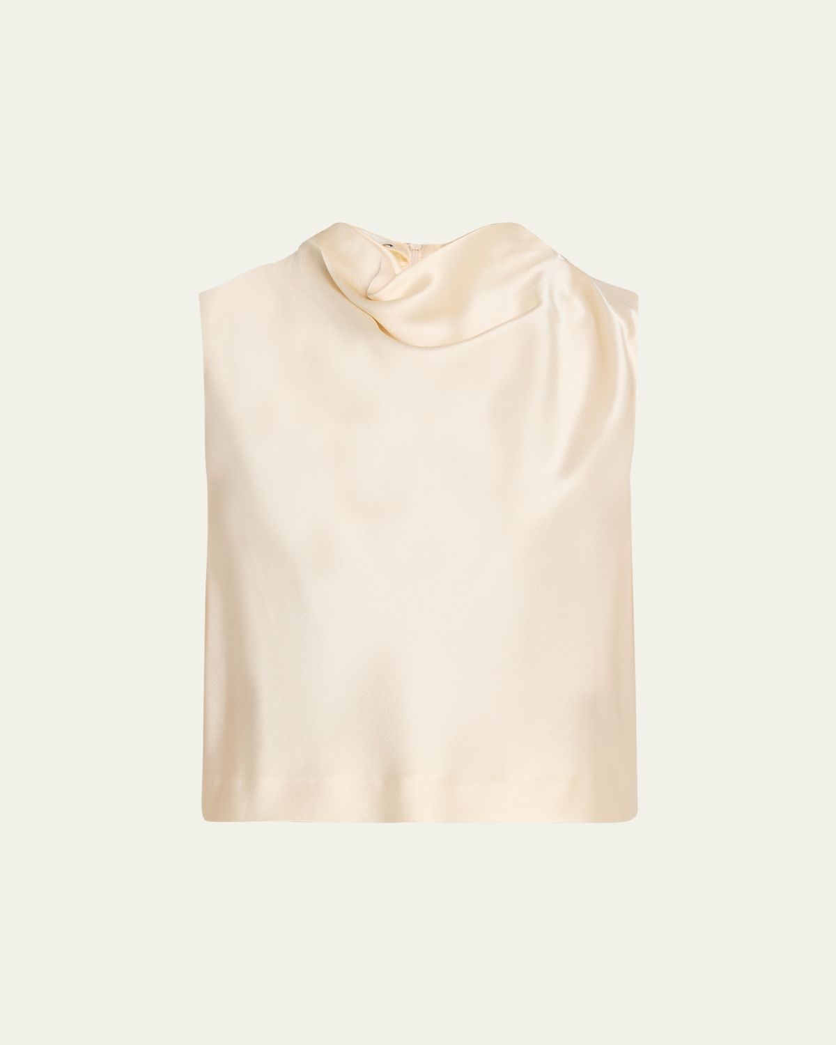 Vince Cropped Satin Cowl-Neck Top