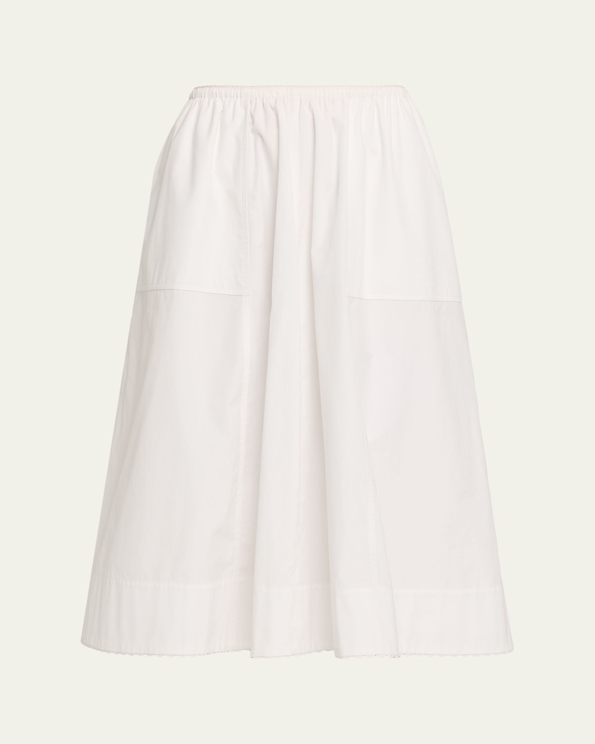 Vince Scallop-Trim Poplin Midi Skirt