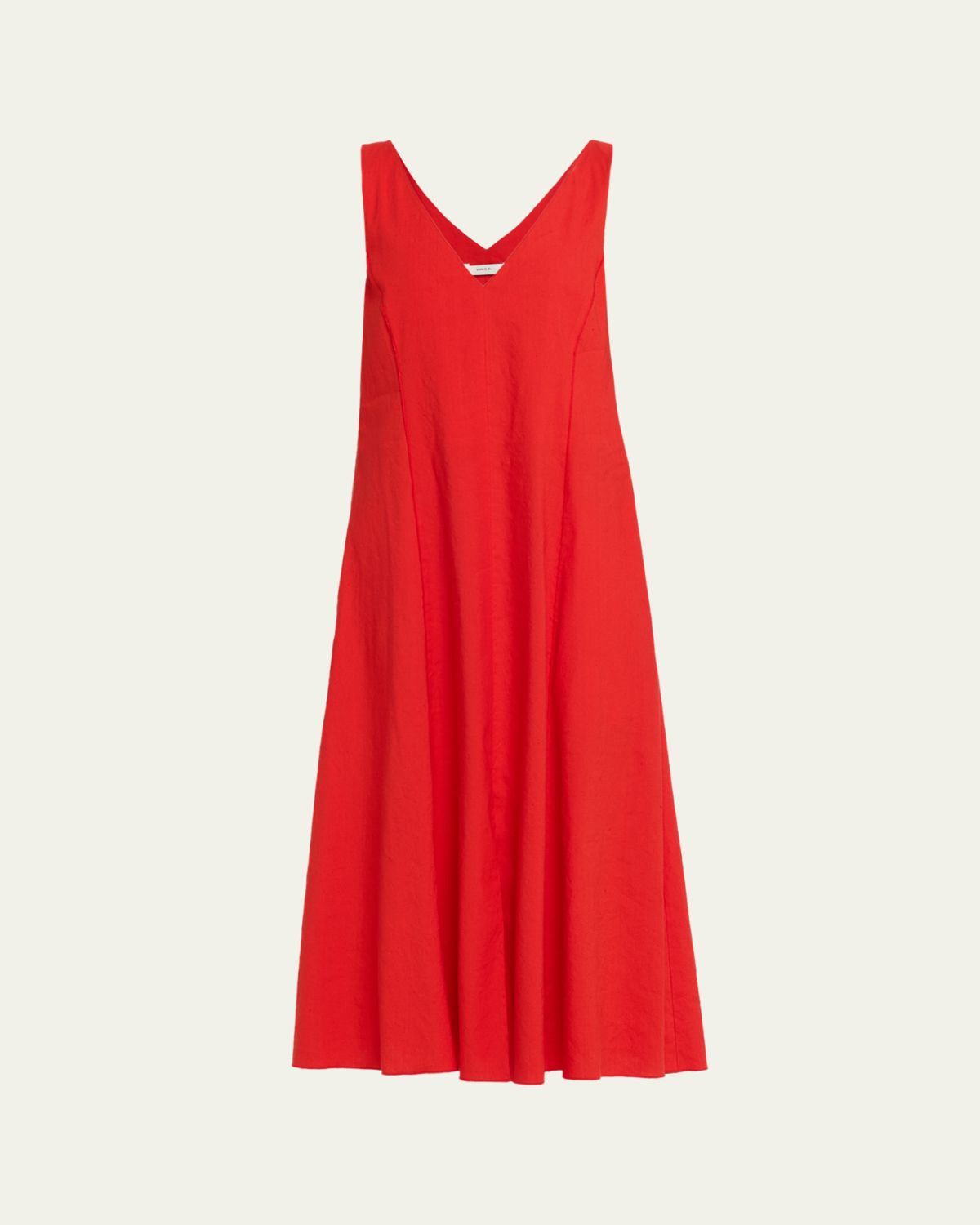 Vince V-Neck Linen Midi Dress