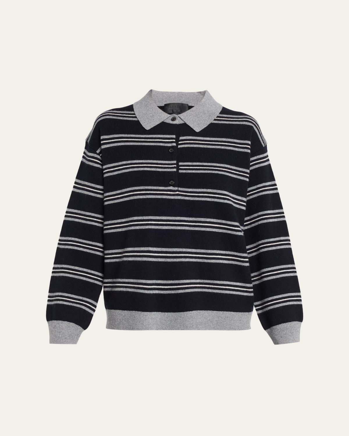 Nili Lotan Galvez Striped Cashmere Polo Sweater