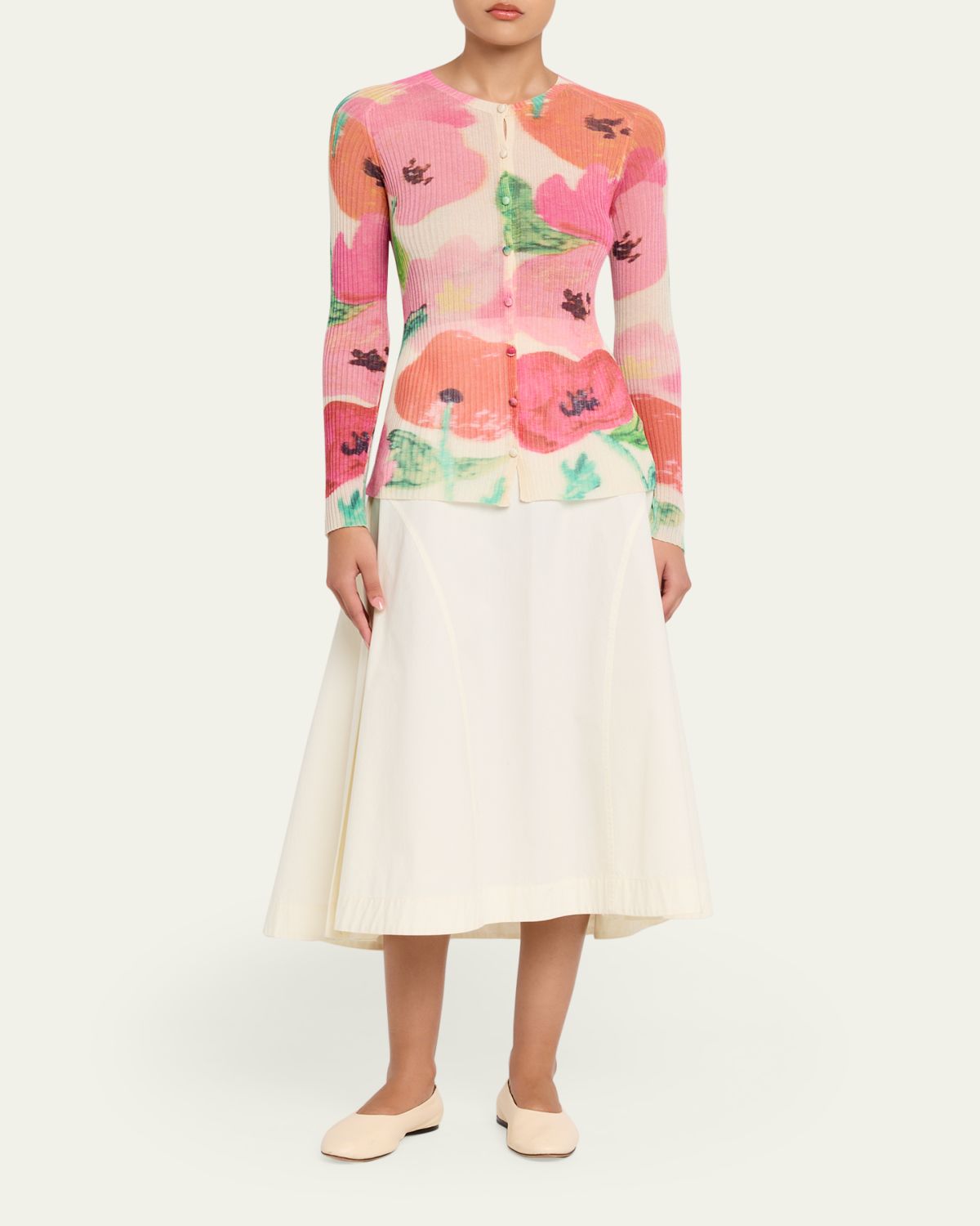 Lafayette 148 New York Floral-Print Rib Knit Cardigan | Thumbnail 2
