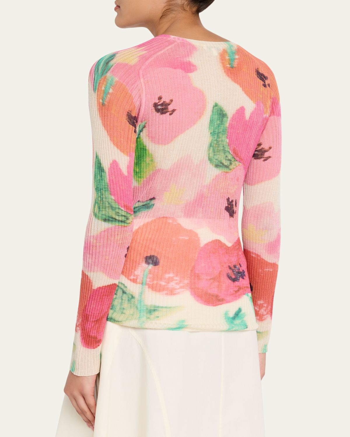Lafayette 148 New York Floral-Print Rib Knit Cardigan | Thumbnail 3