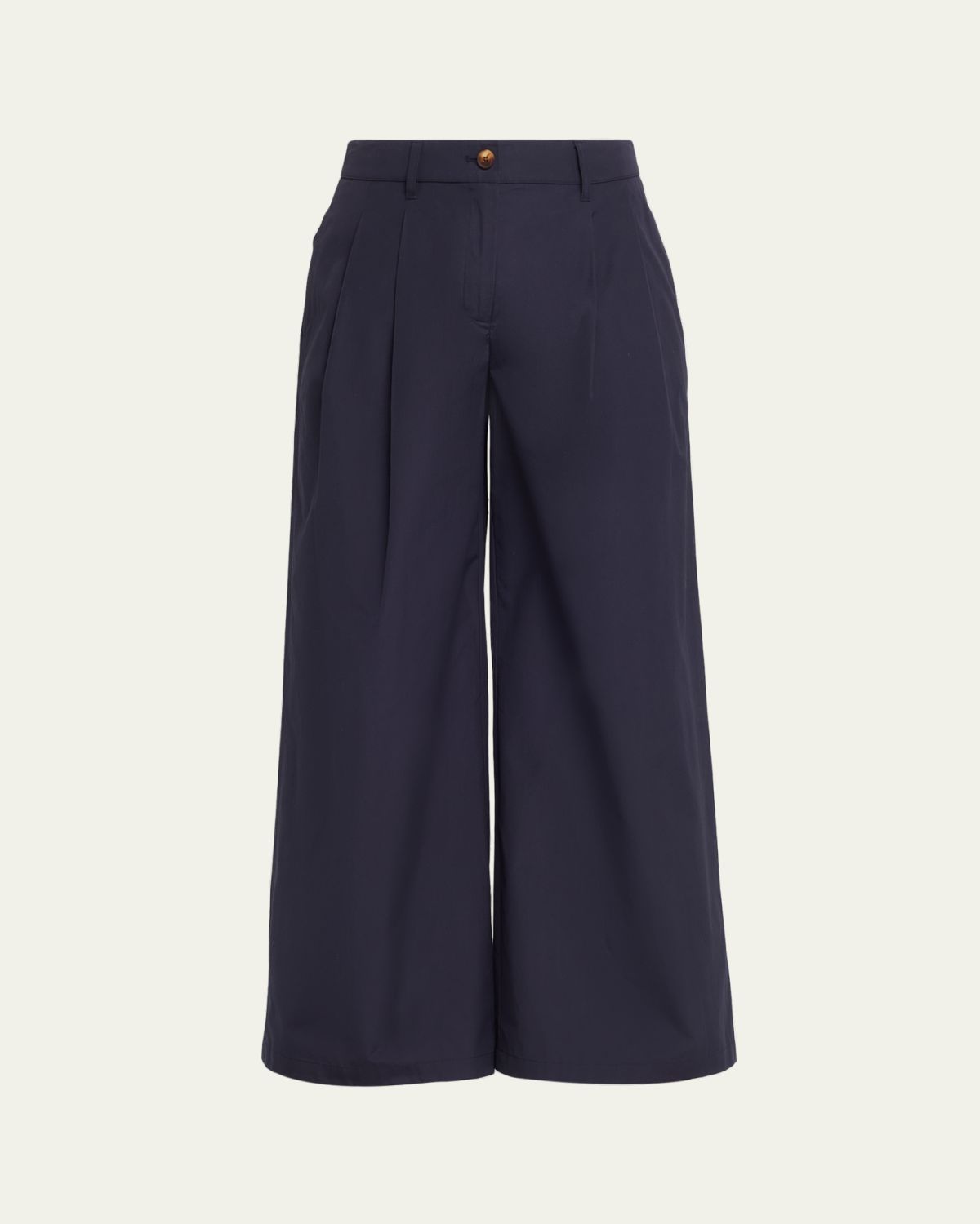 Lafayette 148 New York Park Wide-Leg Organic Cotton Poplin Pants