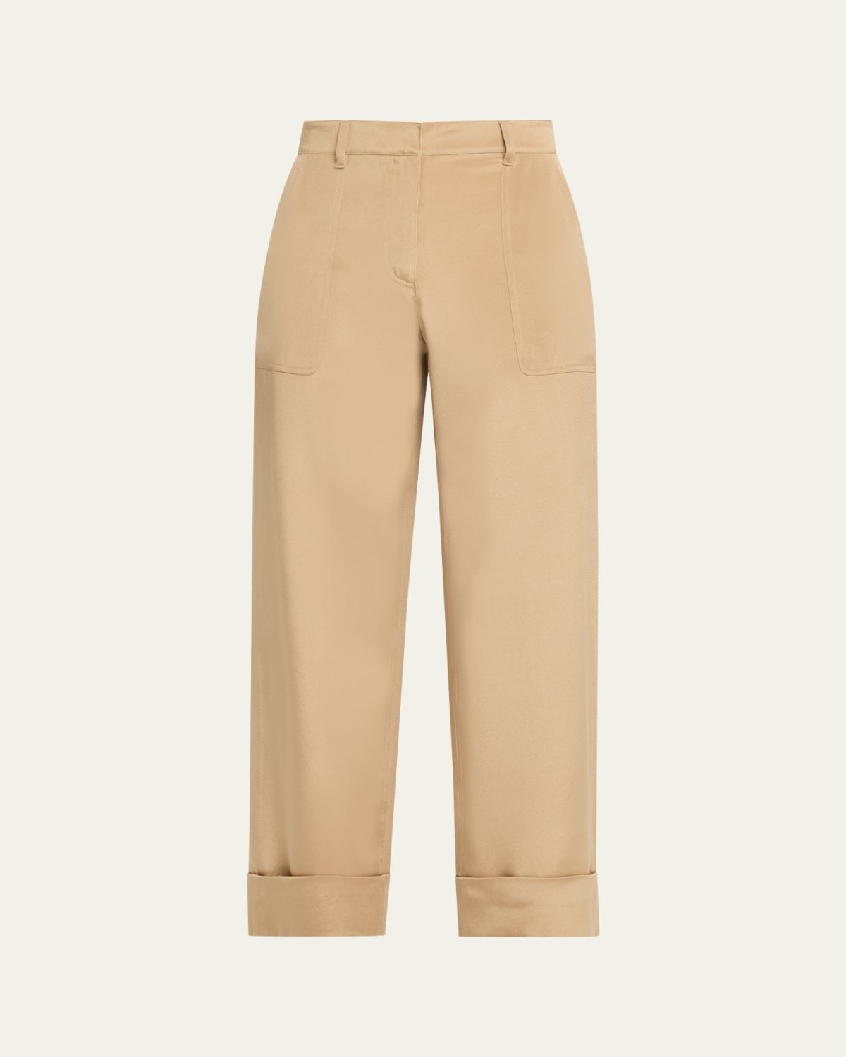Lafayette 148 New York Cuffed Straight-Leg Silk Georgette Pants